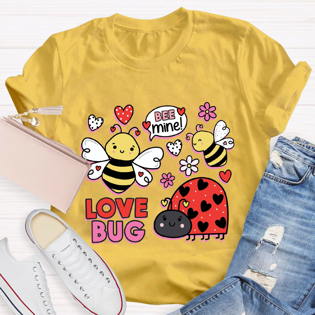 Bee Mine Love Bug Teacher T-Shirt