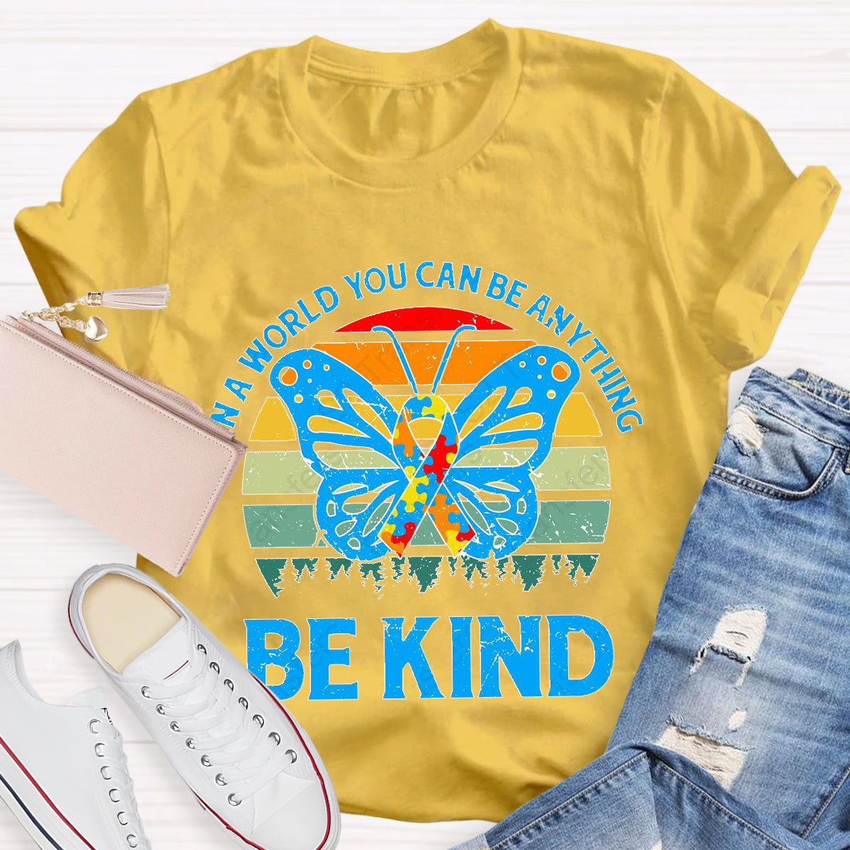 In A Word You Can Be Anything Be Kind Teacher T-Shirt