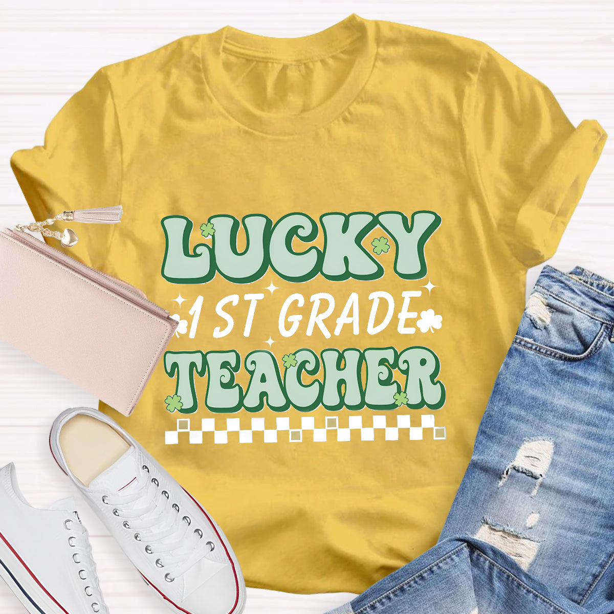 Personalized Grade Lucky Teacher T-Shirt