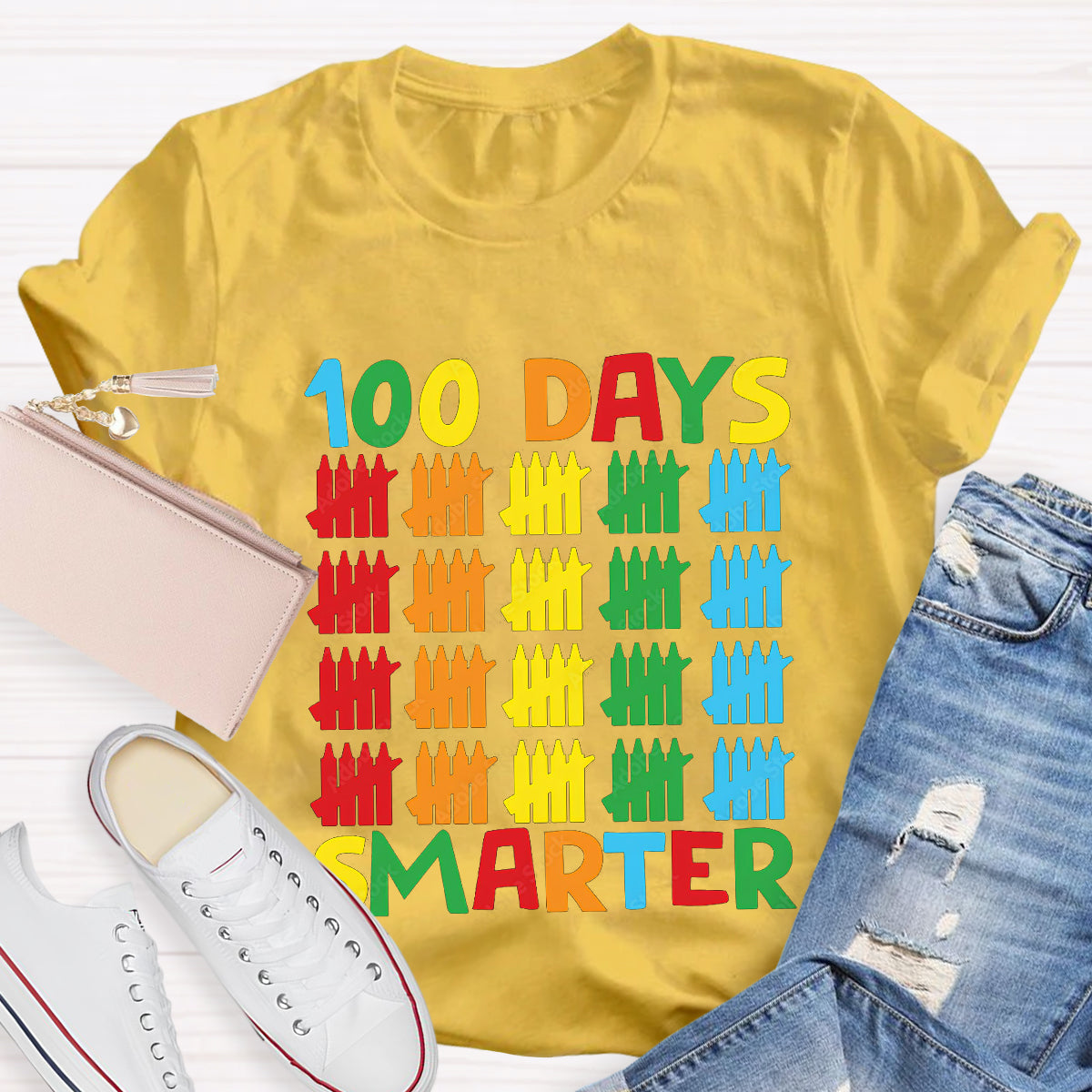 100 Days Smarter Colorful Pencil T-Shirt