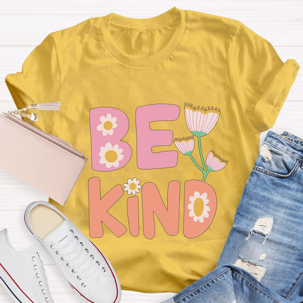 Be Kind Flower Teacher T-Shirt