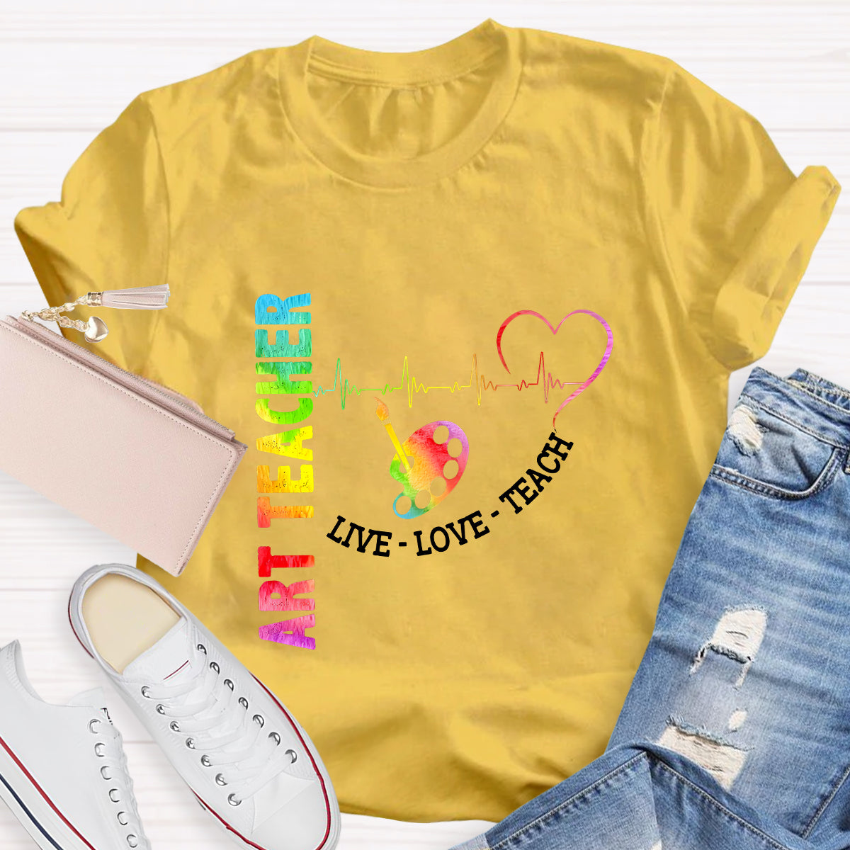 Live Love Teach Art Teacher T-Shirt
