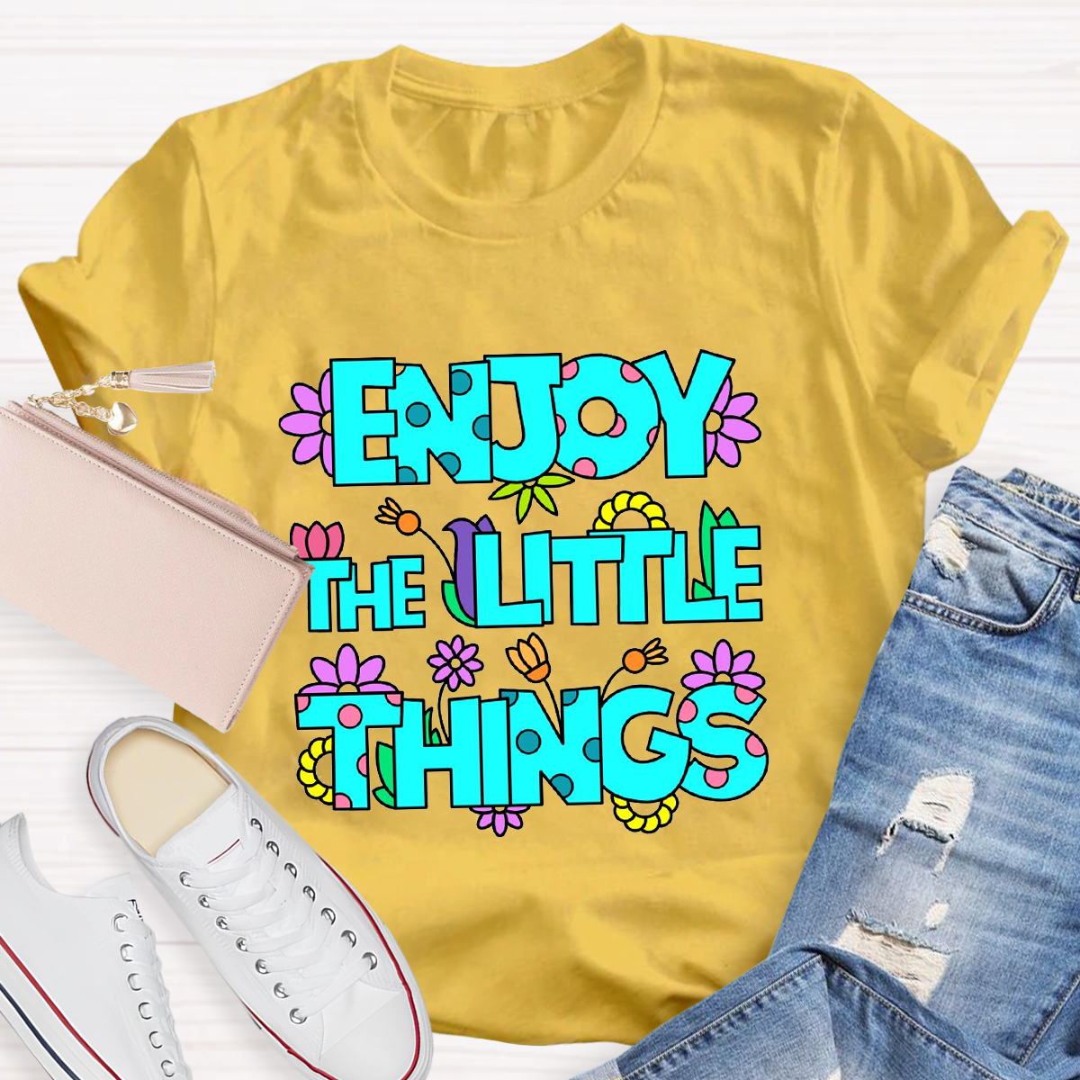 Enjoy The Little Things Cute Letters T-Shirt