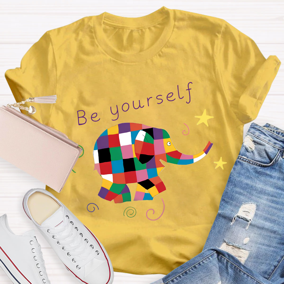 Be Yourself Rainbow Elephant T-Shirt