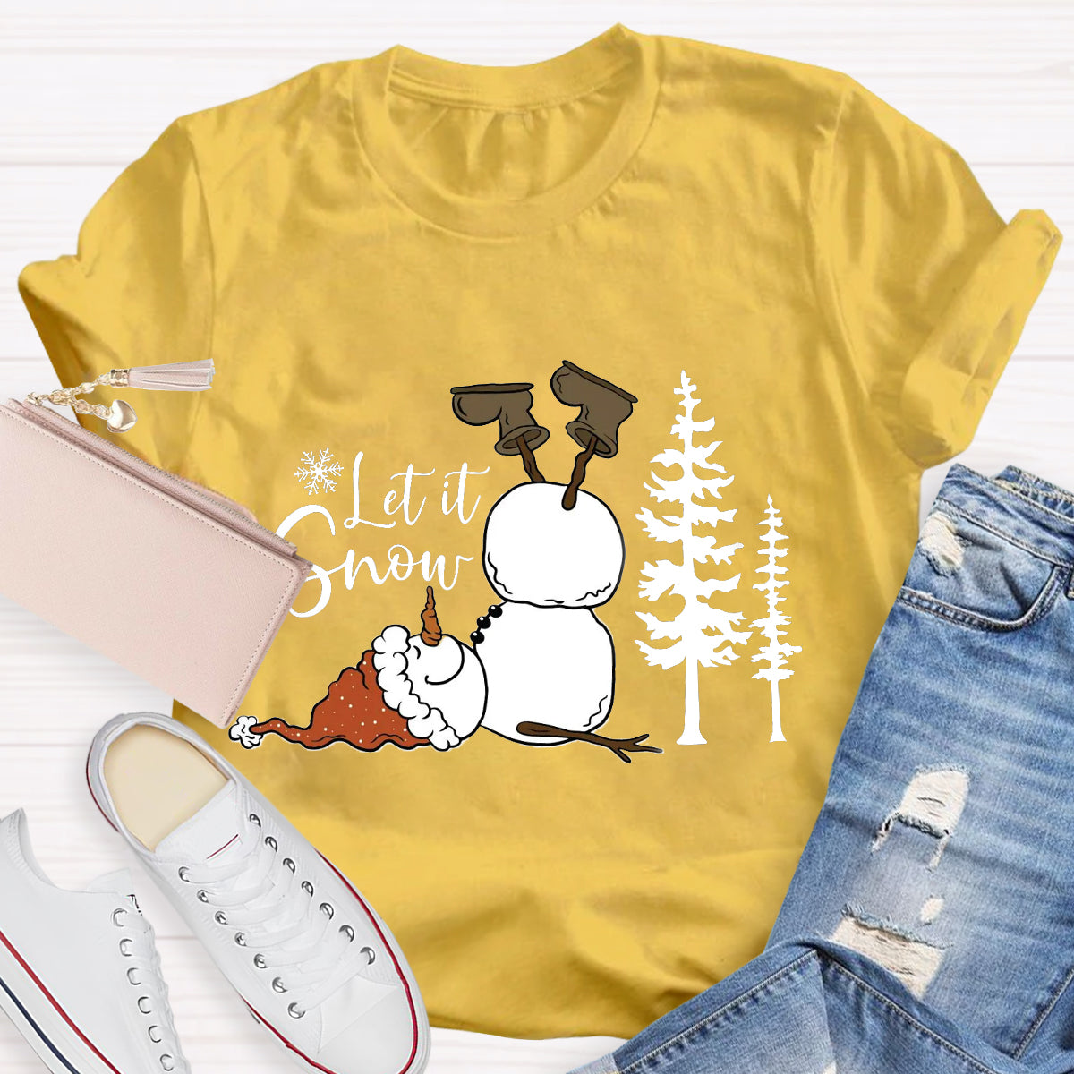 Funny Snowman Christmas Let it Snow Teacher T-Shirt