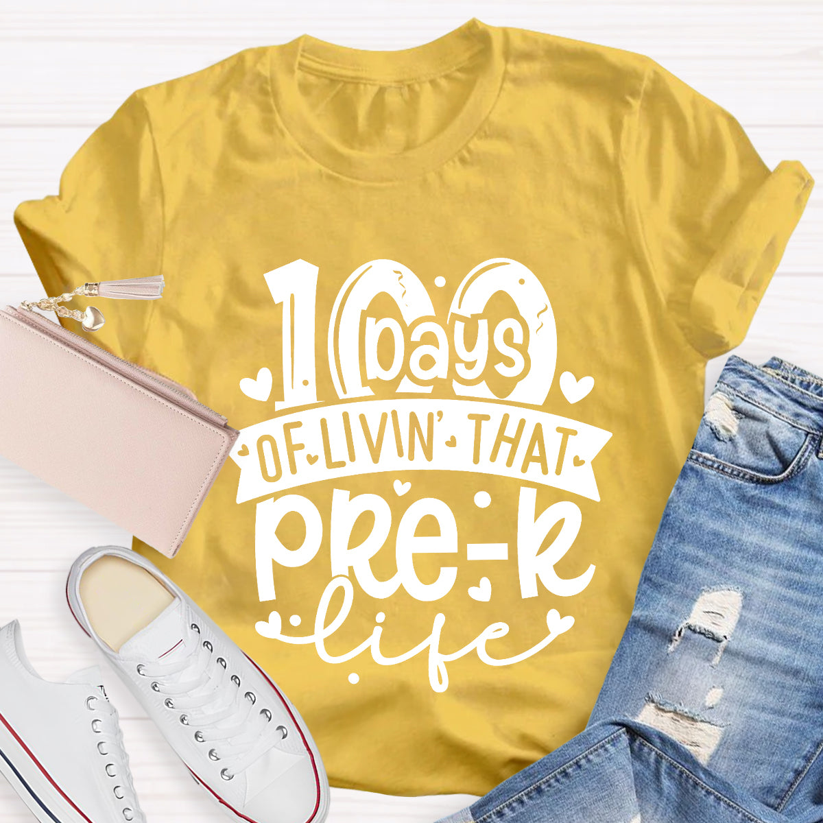 Personalized Grade 100 Days Of Livin' That Pre-K Life T-Shirt