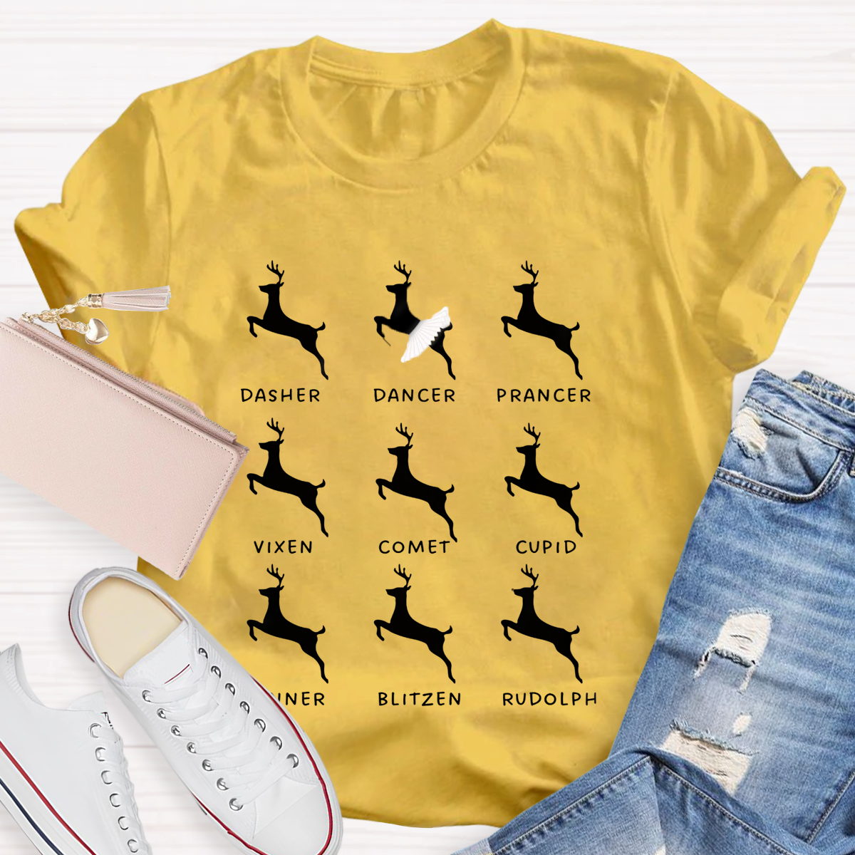 Dancing Reindeer Teacher T-Shirt