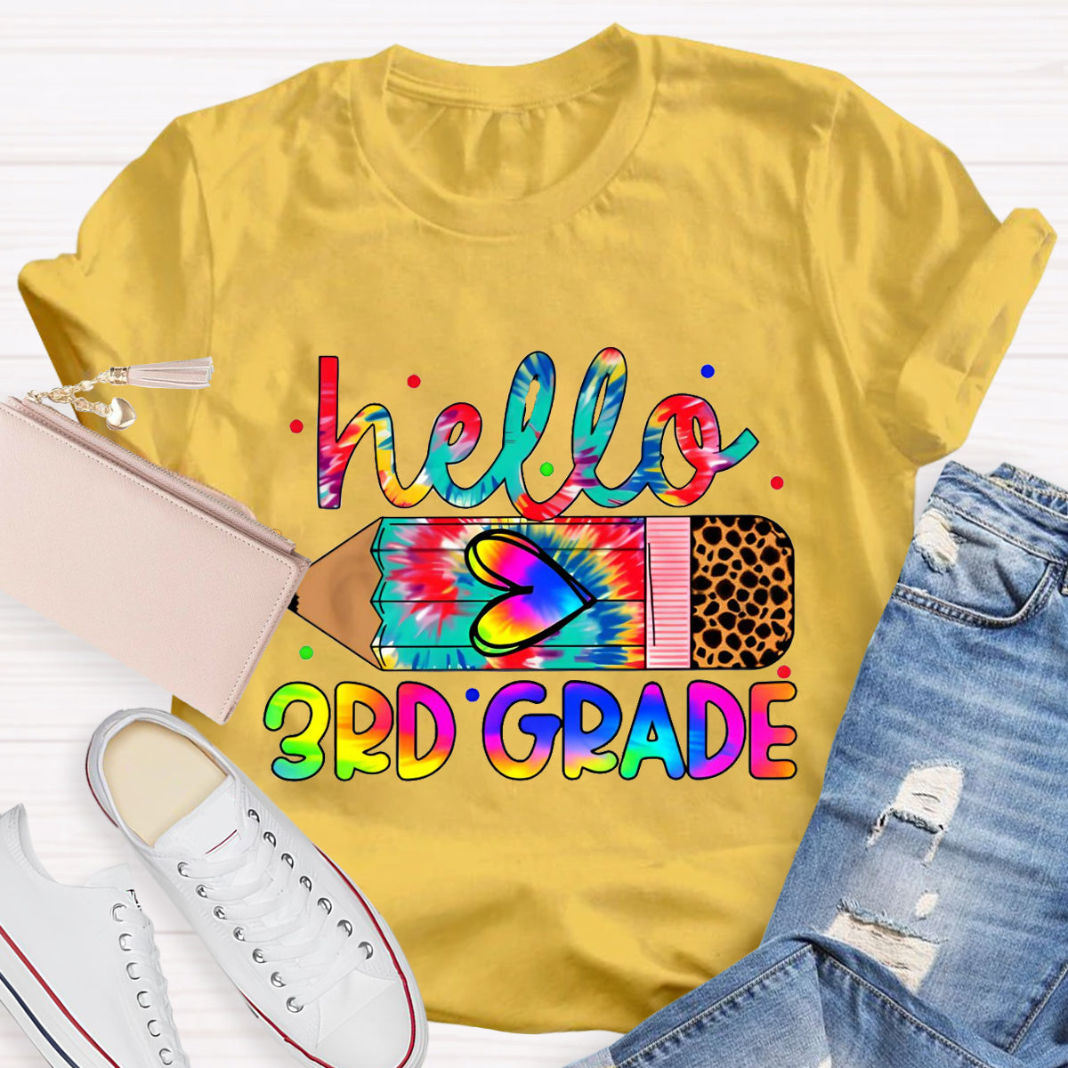Personalized Grade Hello 3rd Grade Teacher T-Shirt