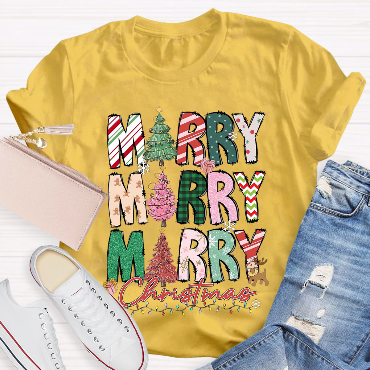 Merry And Bright Teacher T-Shirt