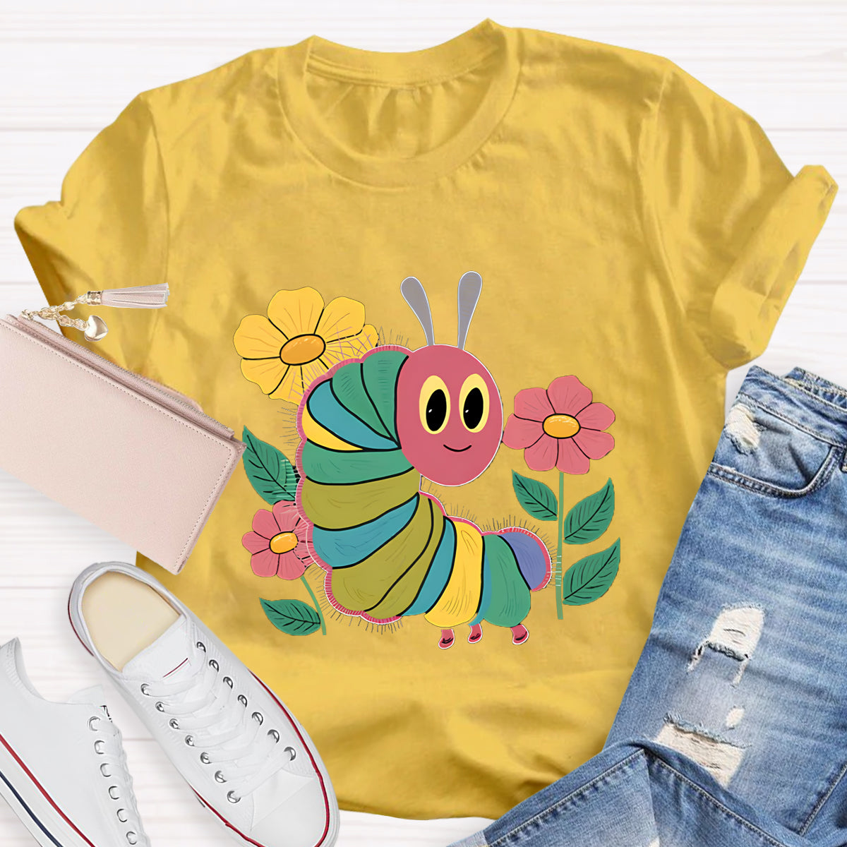 Flowers And Hungry Caterpillar Teacher T-Shirt