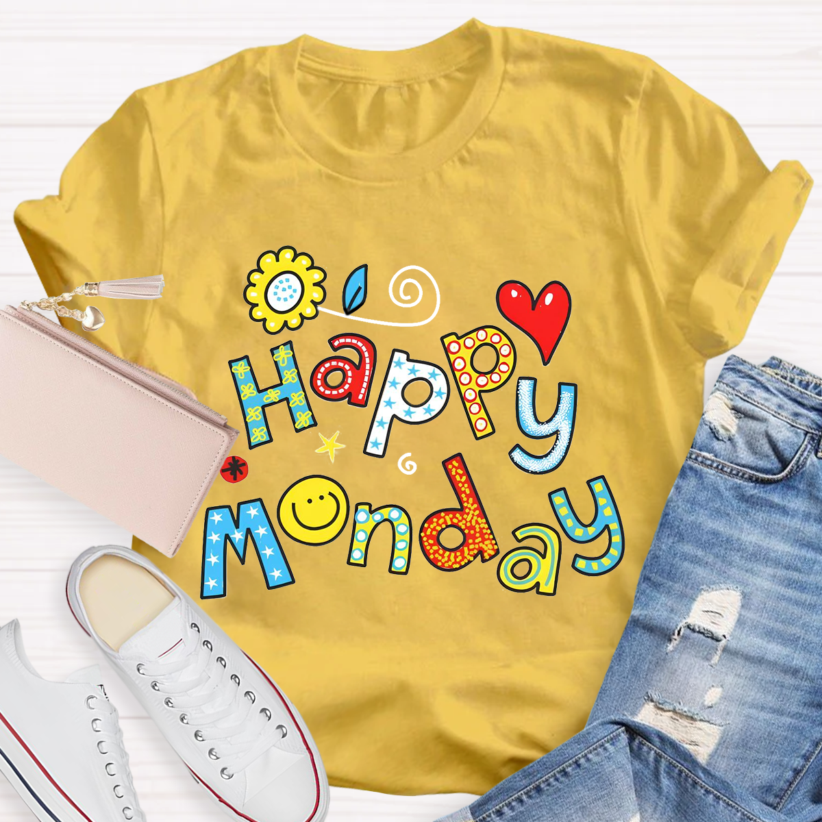 Personalized Day of the Week Happy Monday Funny Design T-Shirt