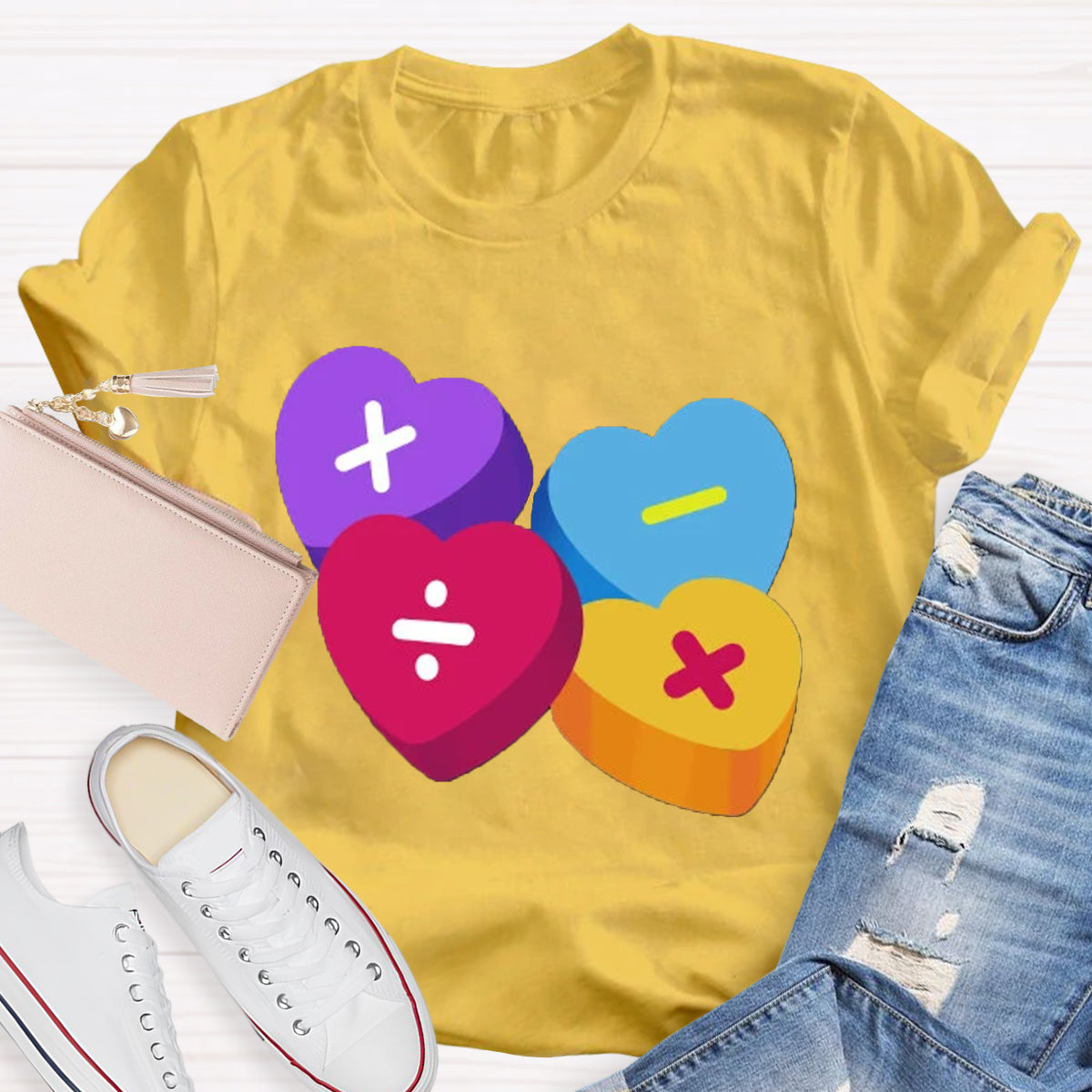 Heart Of Math Teacher T-Shirt