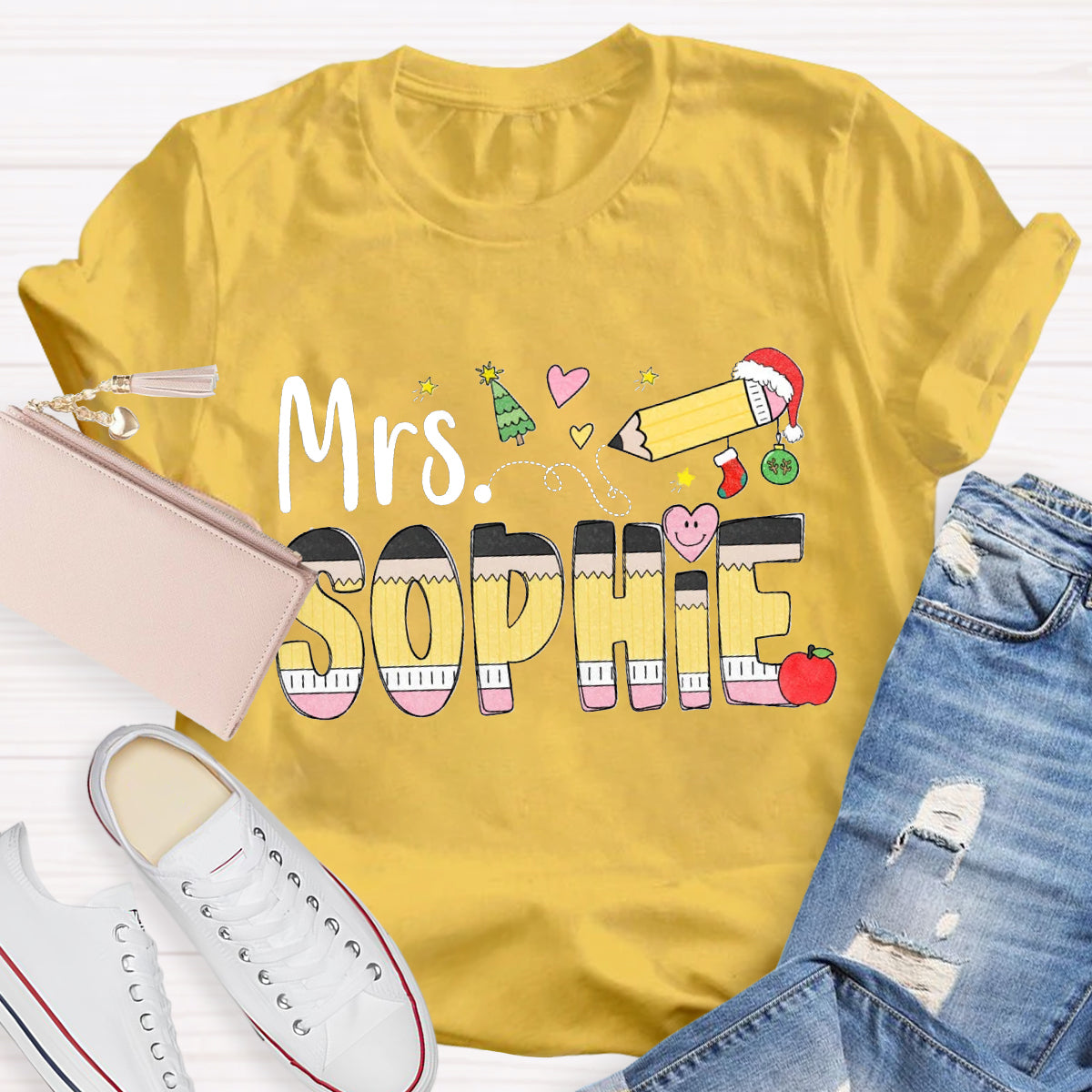 Personalized Christmas Name Sophie Teacher T-Shirt