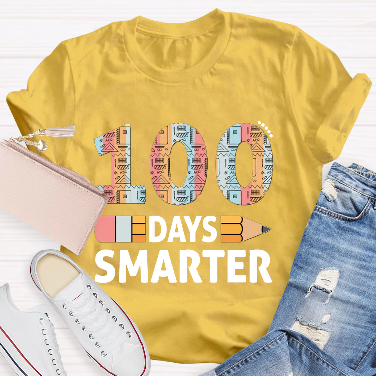 100 Days Smarter Pencil Teacher T-Shirt