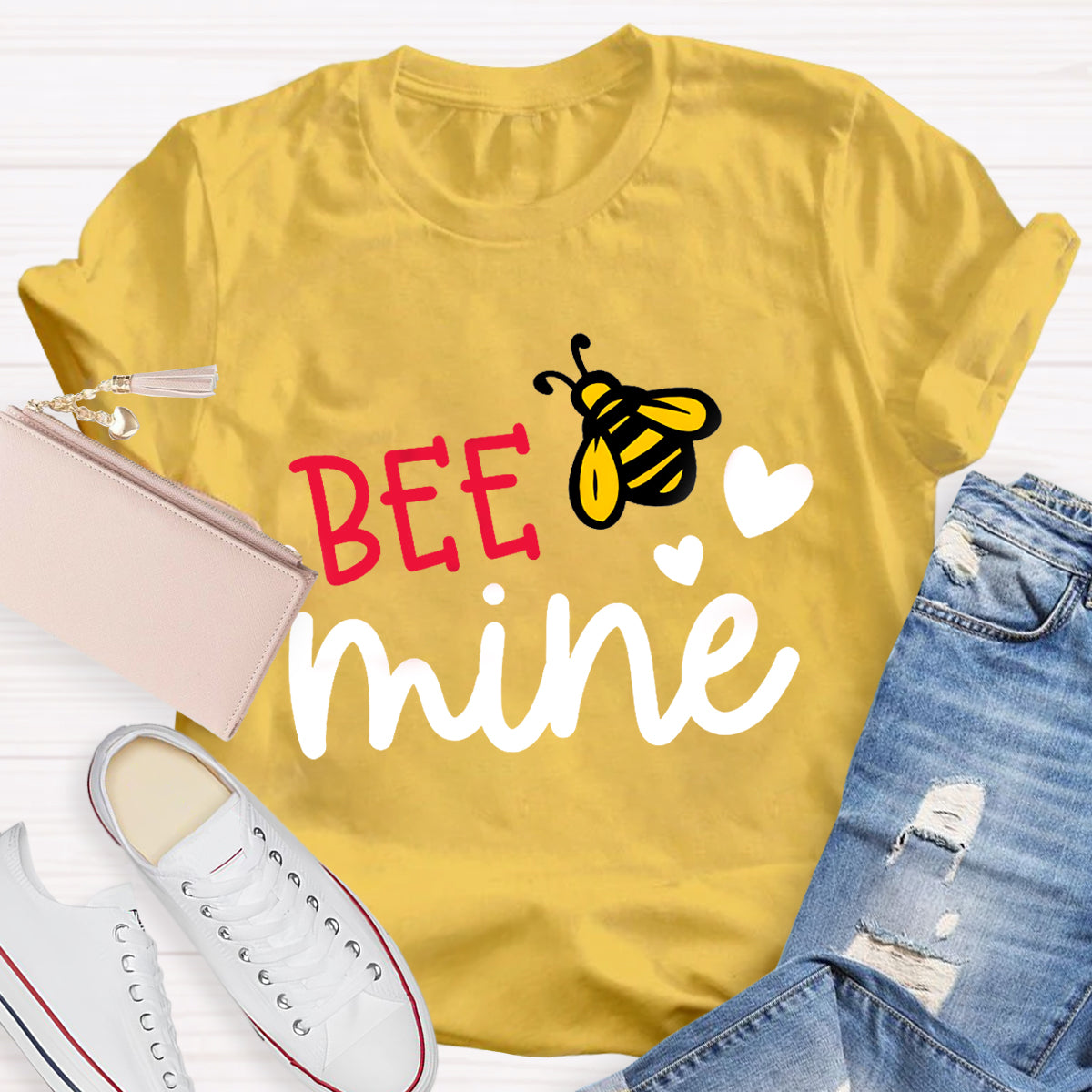 Be  Mine Heart Printed Teacher T-Shirt