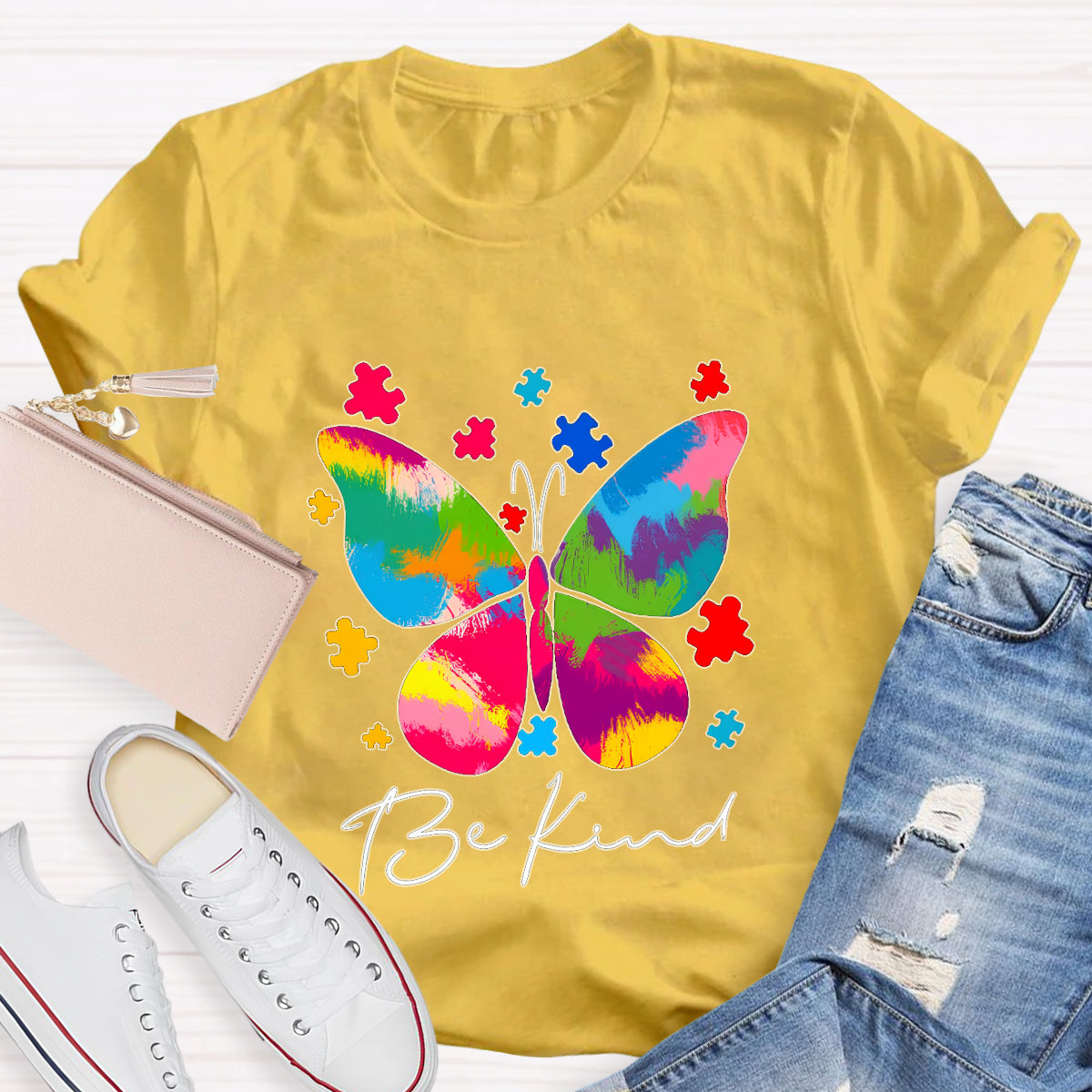 Be Kind Butterfly Teacher T-Shirt