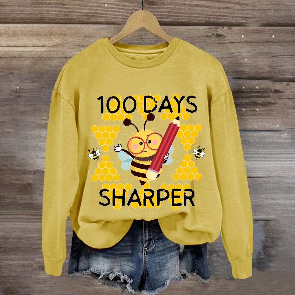 100 Days Sharper Funny Bee Sweatshirt