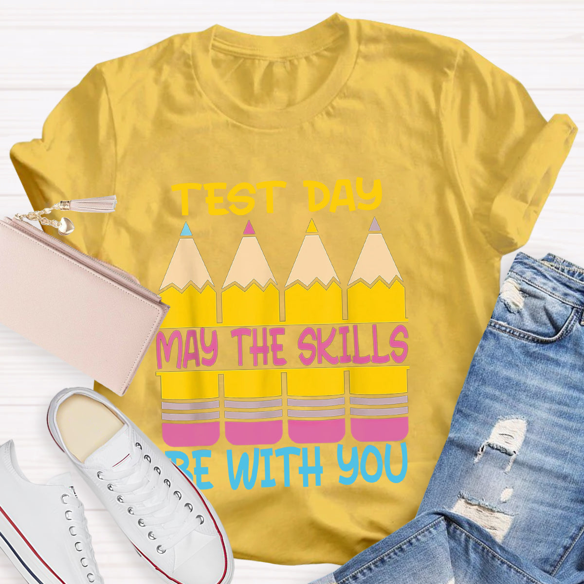 Test Day May The Skills Be With You Teacher T-Shirt