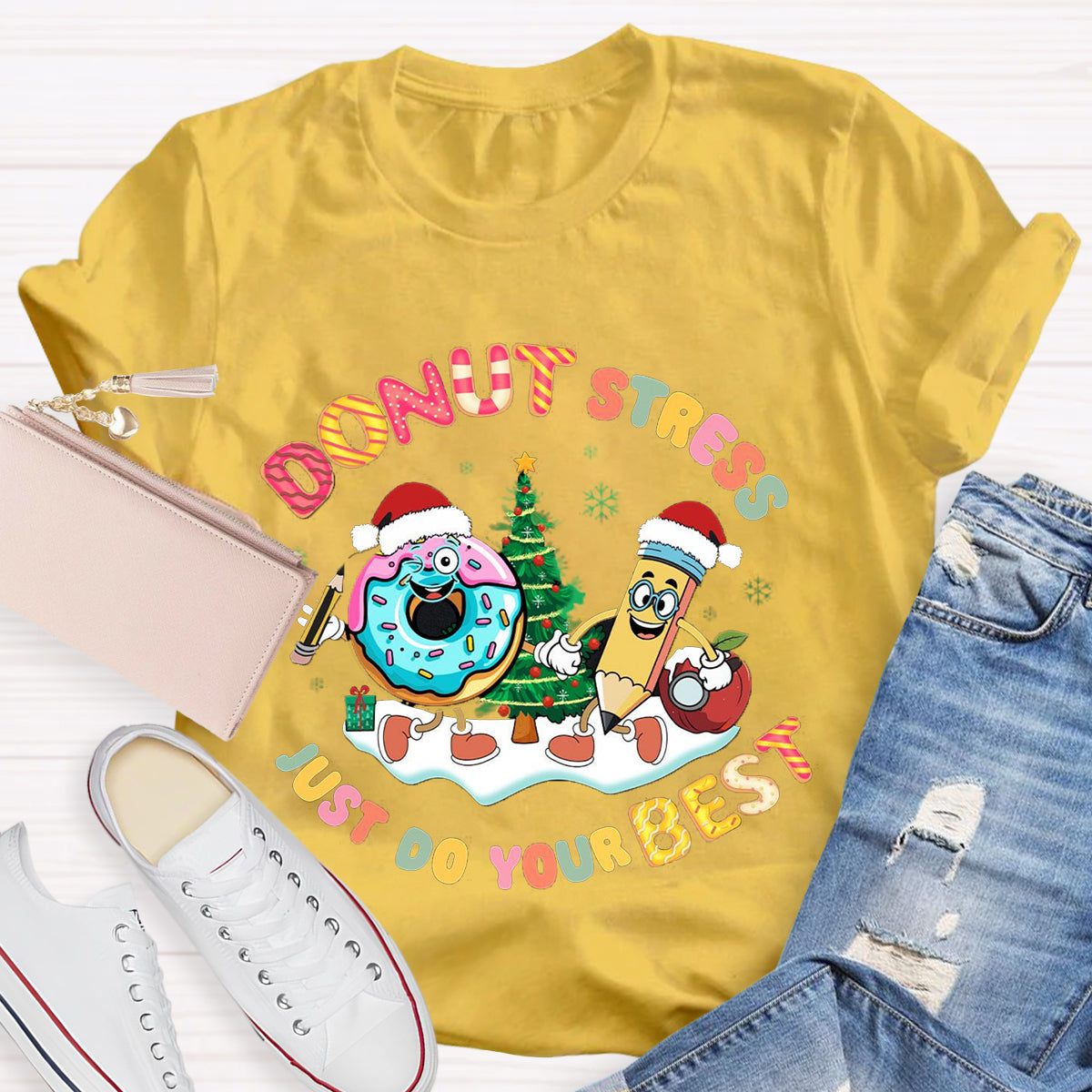 Christmas Donut Stress Just Do Your Best T-Shirt