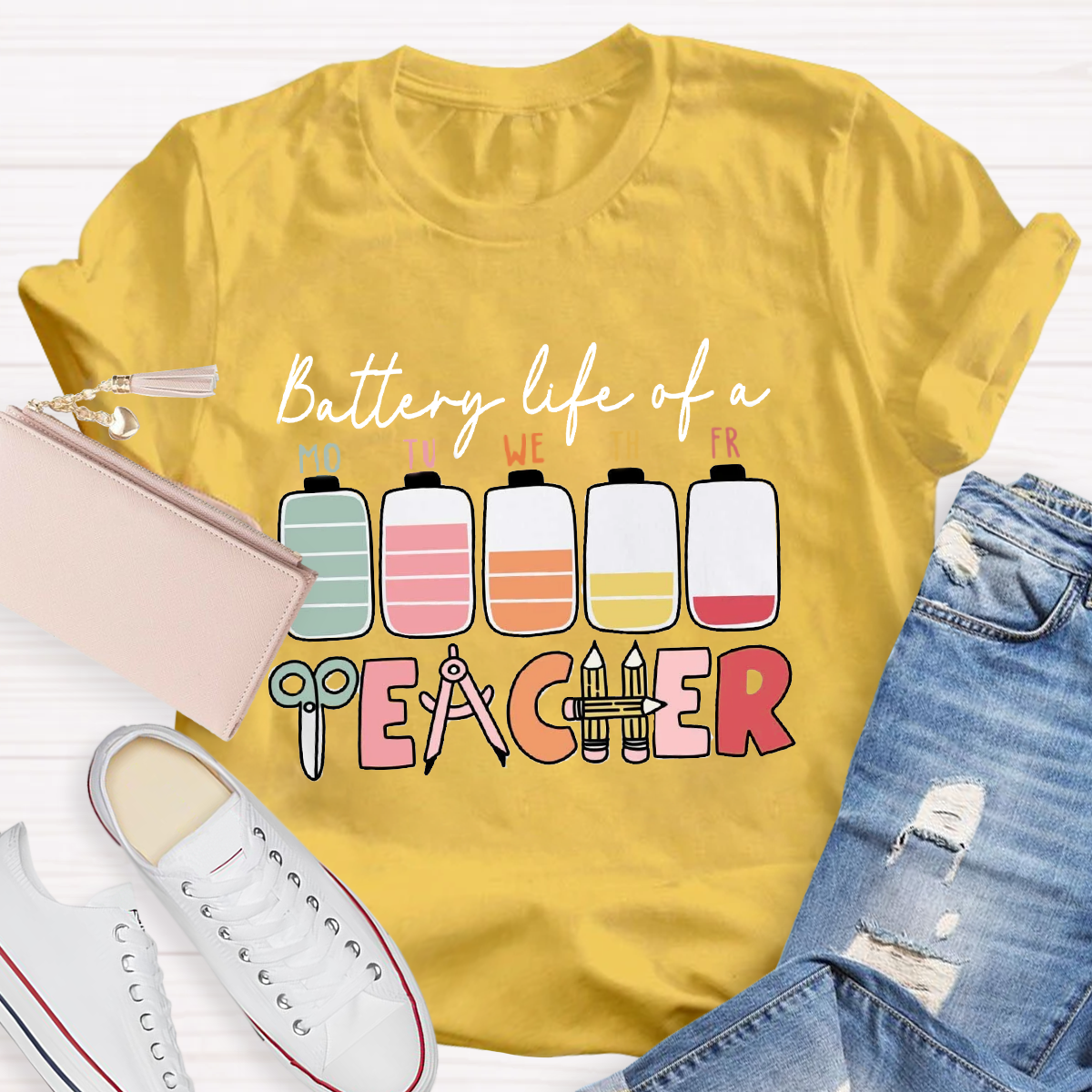 Battery Life Of A Teacher T-Shirt