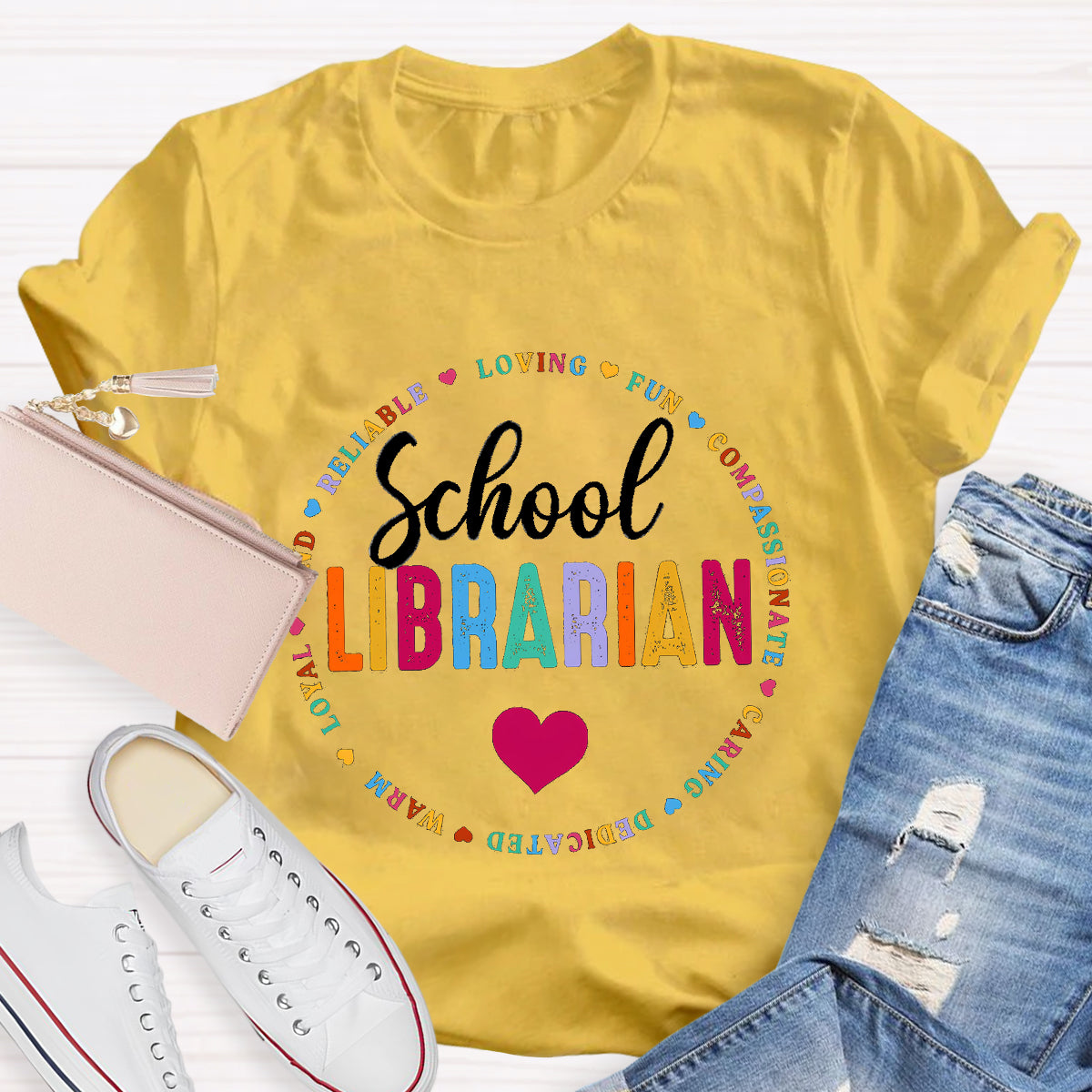 School Librarian Loving Fun Compassionate Teacher T-Shirt