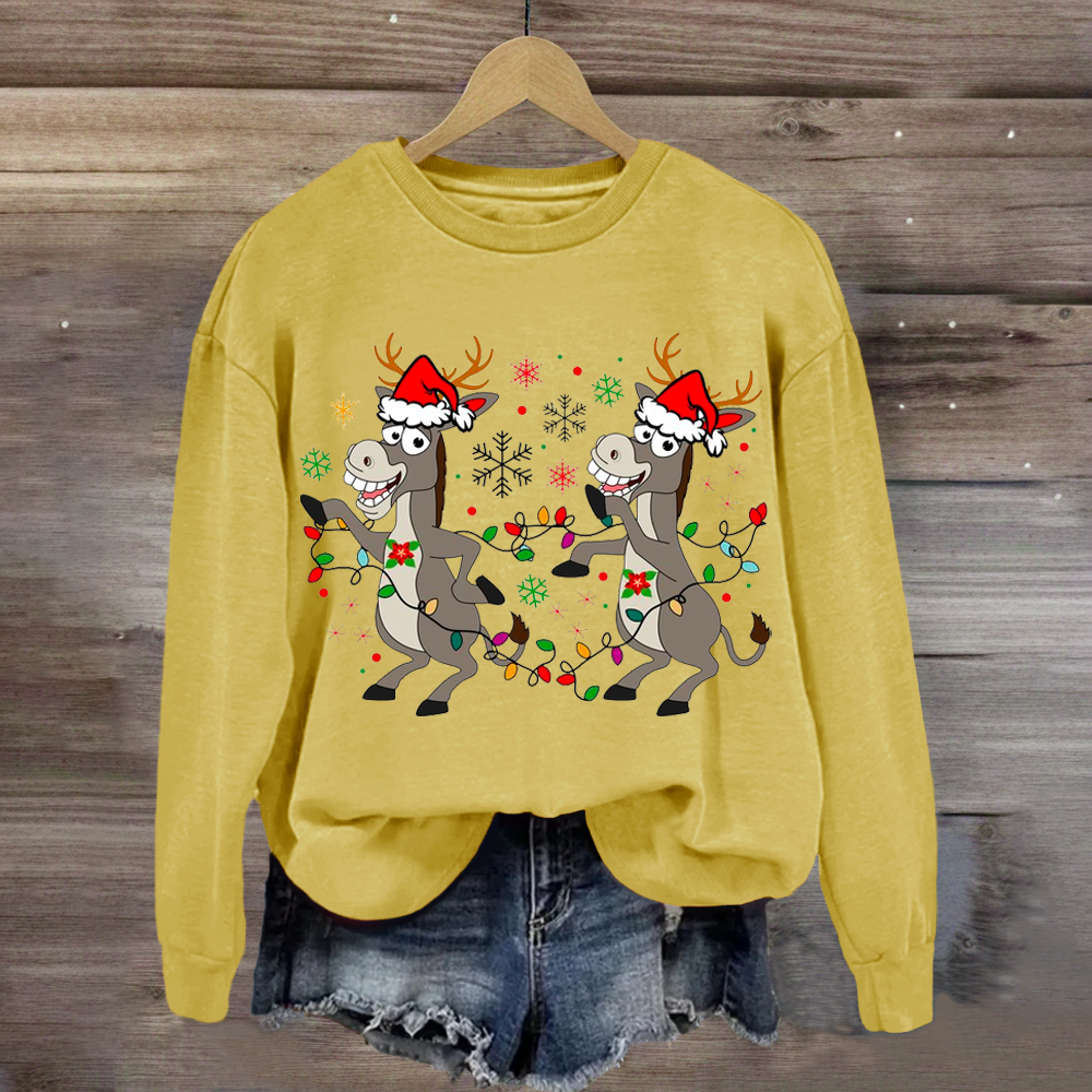 Funny Christmas Donkey Teacher Sweatshirt