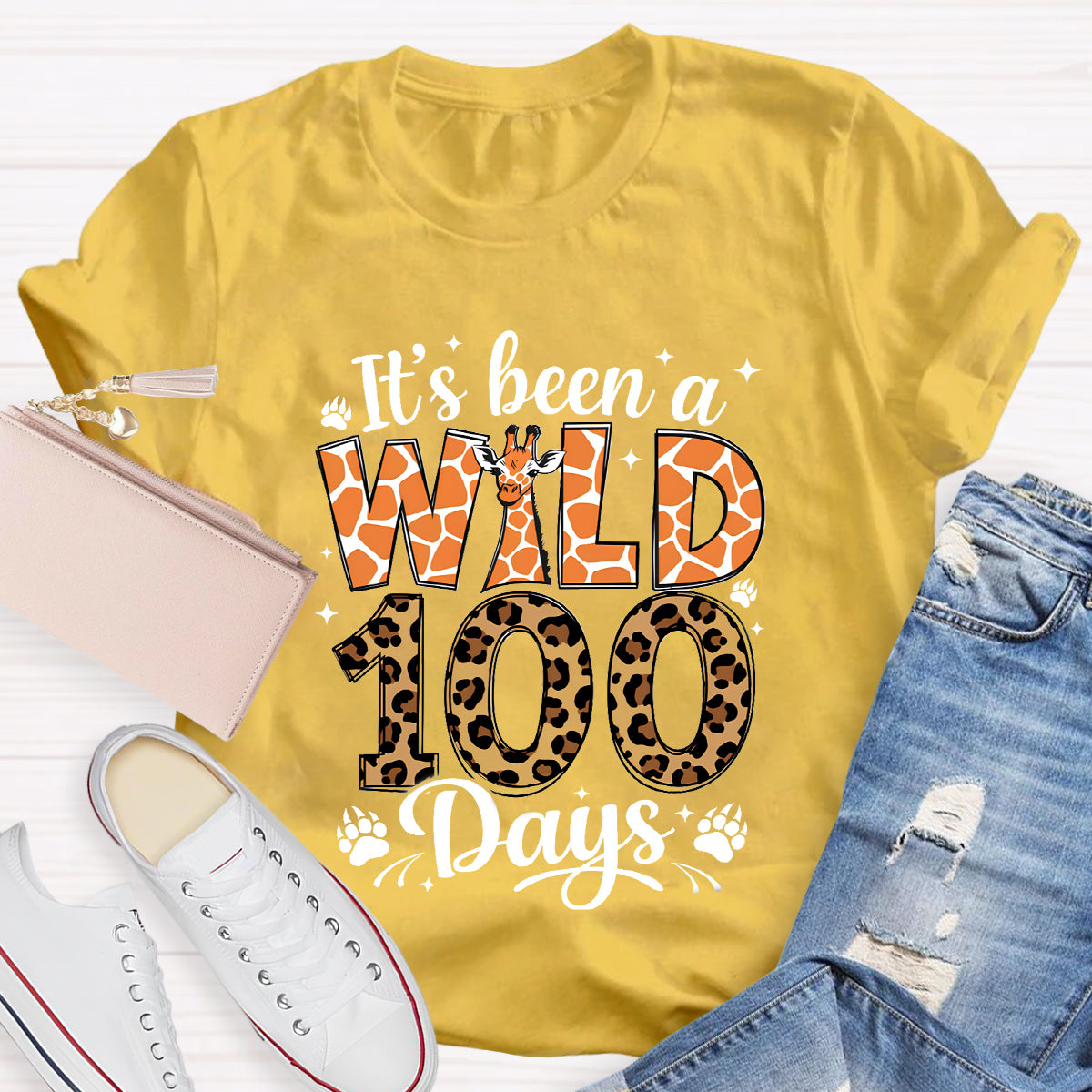 It's Been A Wild 100 Days Leopard Giraffe T-Shirt