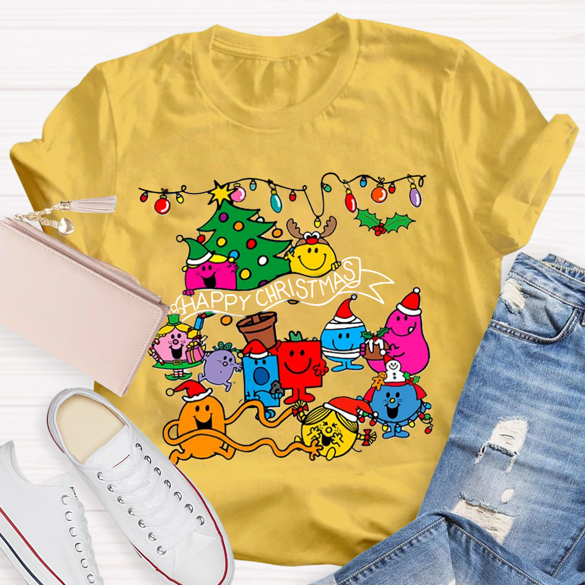 Little Miss characters Happy Christmas Teacher T-Shirt