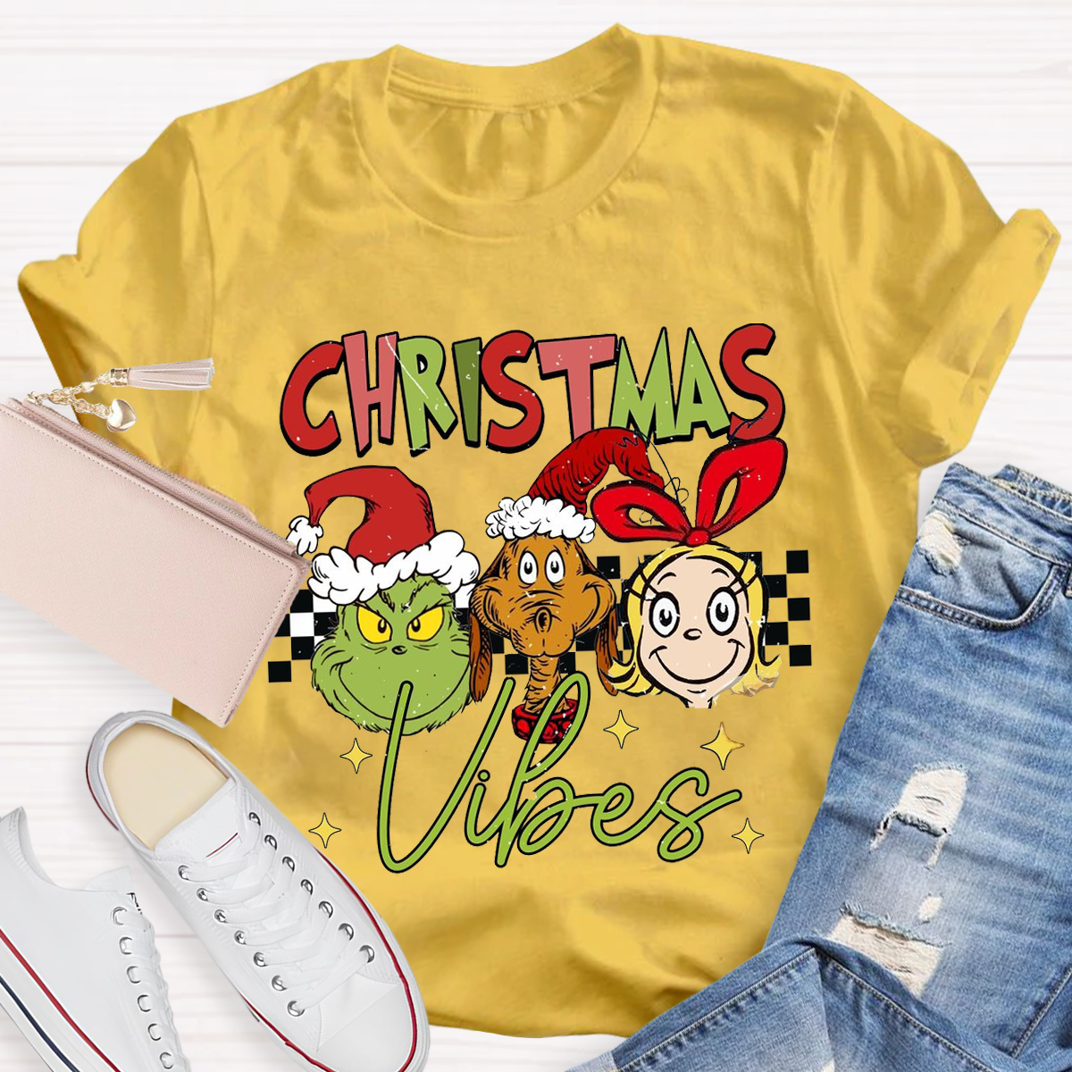 Christmas Vibes Cute Teacher T-Shirt