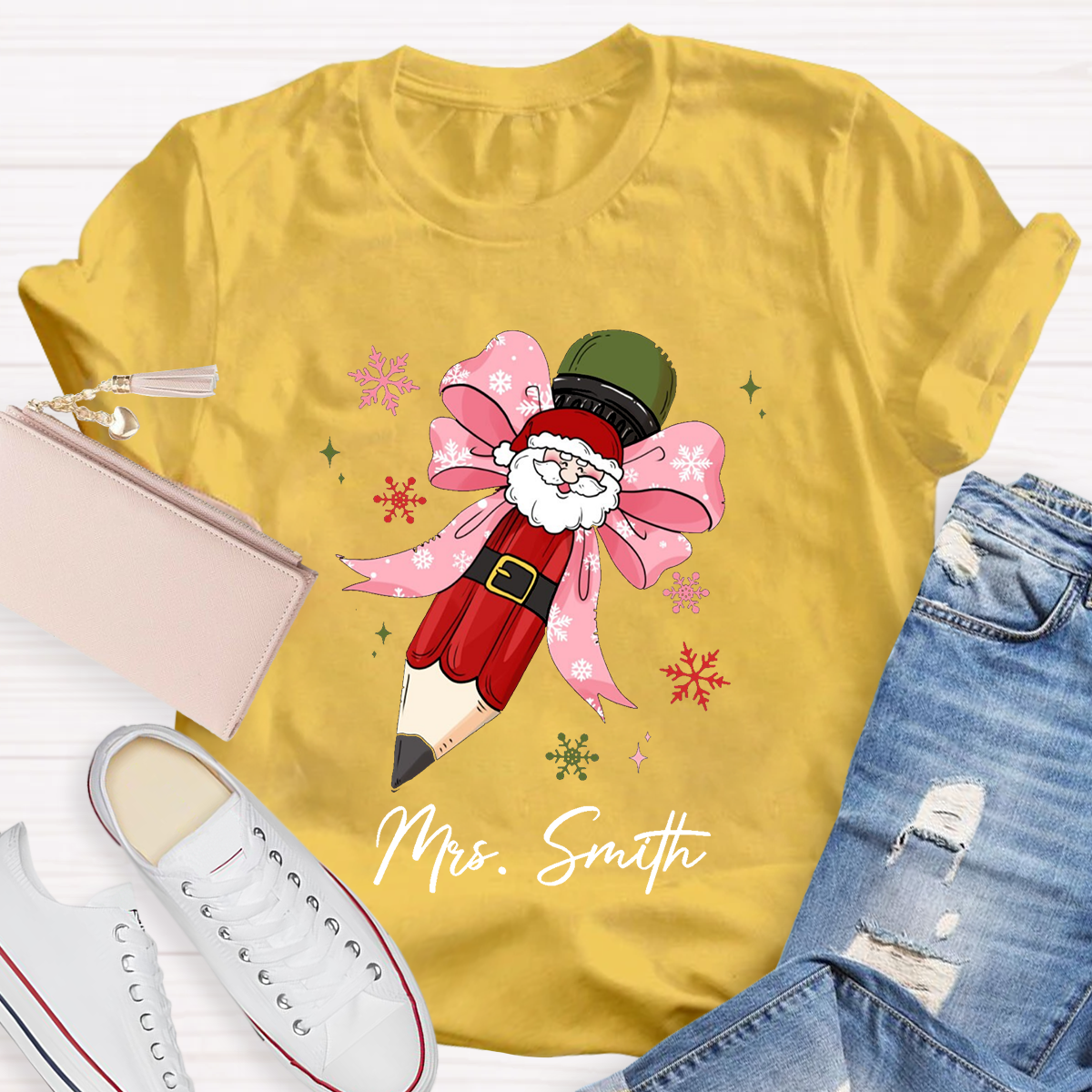 Personalized Name Pencil Teacher T-Shirt