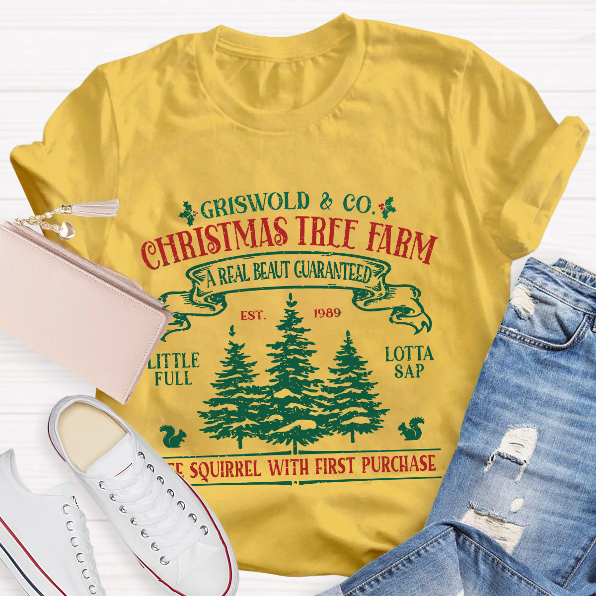 Christmas Tree Farm A Real Beauty Guaranteed Squirrel  T-Shirt