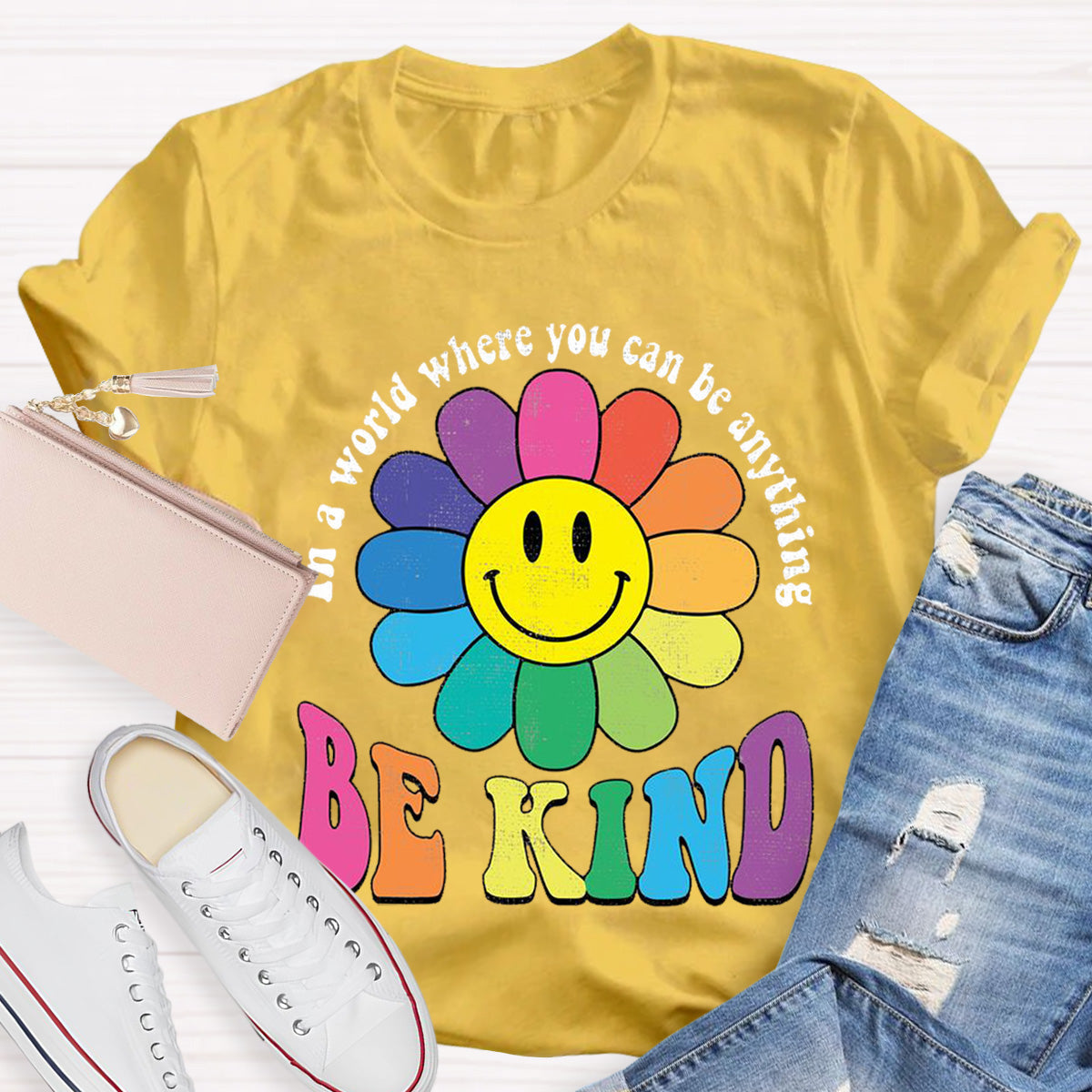 In A Word Where You Can Be Anything Be Kind Teacher T-Shirt