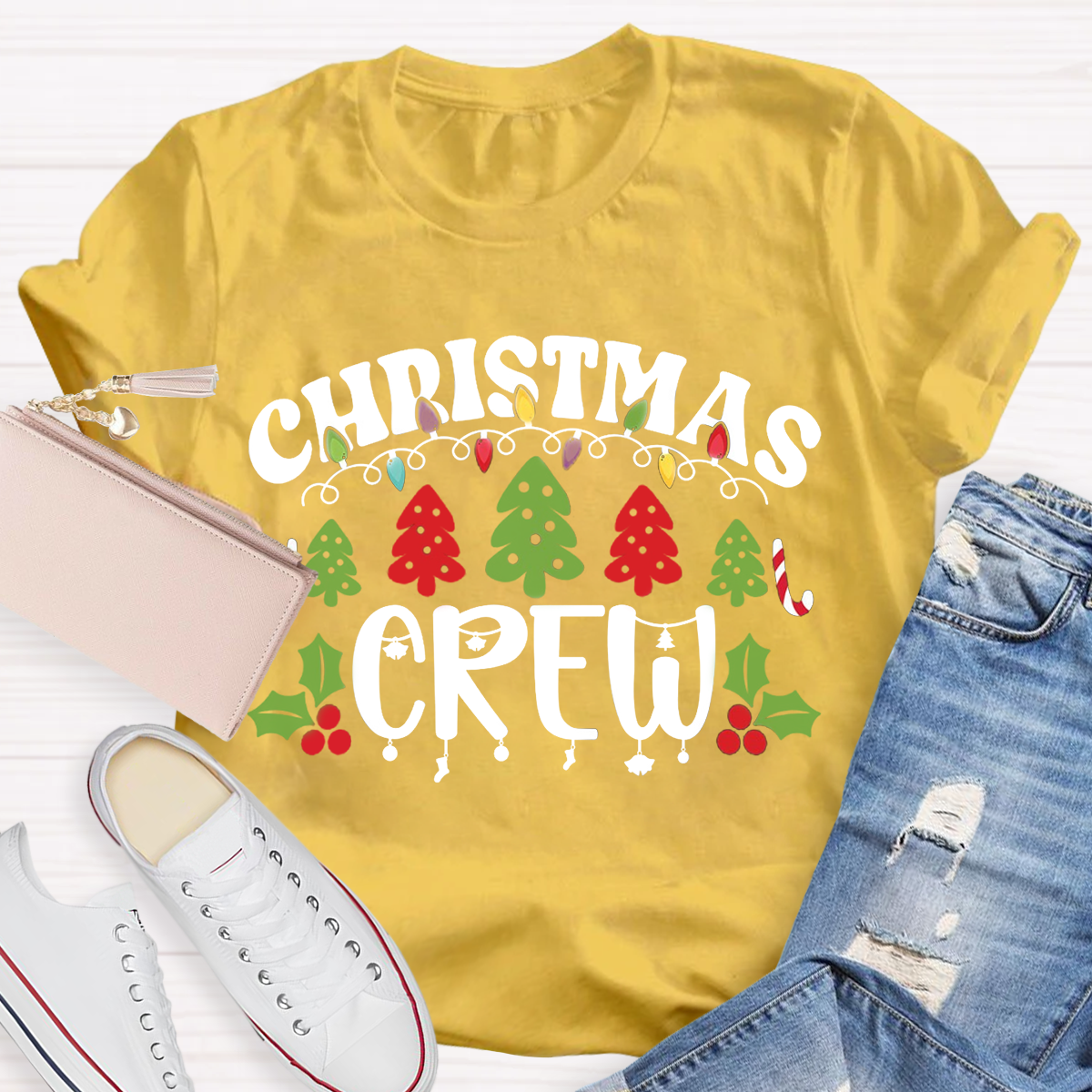 Christmas Crew Christmas Tree Light Teacher T-Shirt