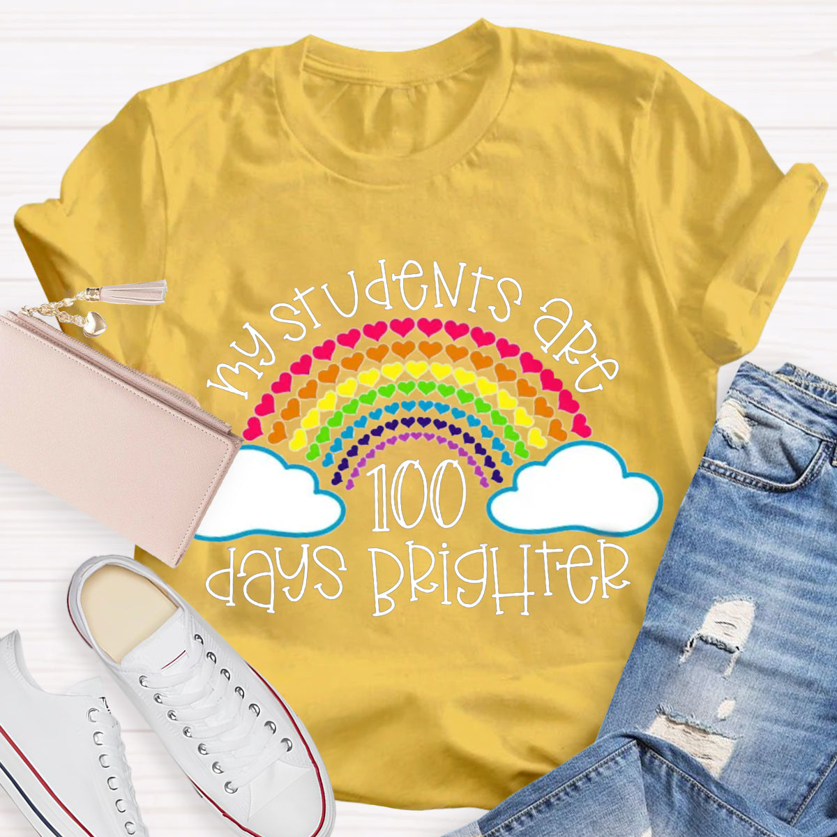 My Students Are 100 Days Brighter Rainbow Teacher T-Shirt