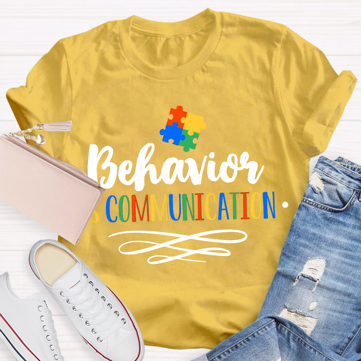 Behavior Is Communication Special Education Jigsaw Puzzle Print T-Shirt