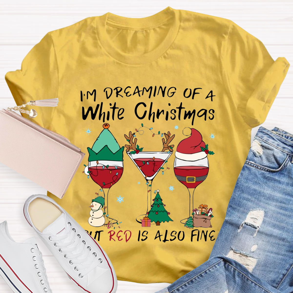 Dear Santa I Just Want Wine Teacher T-Shirt