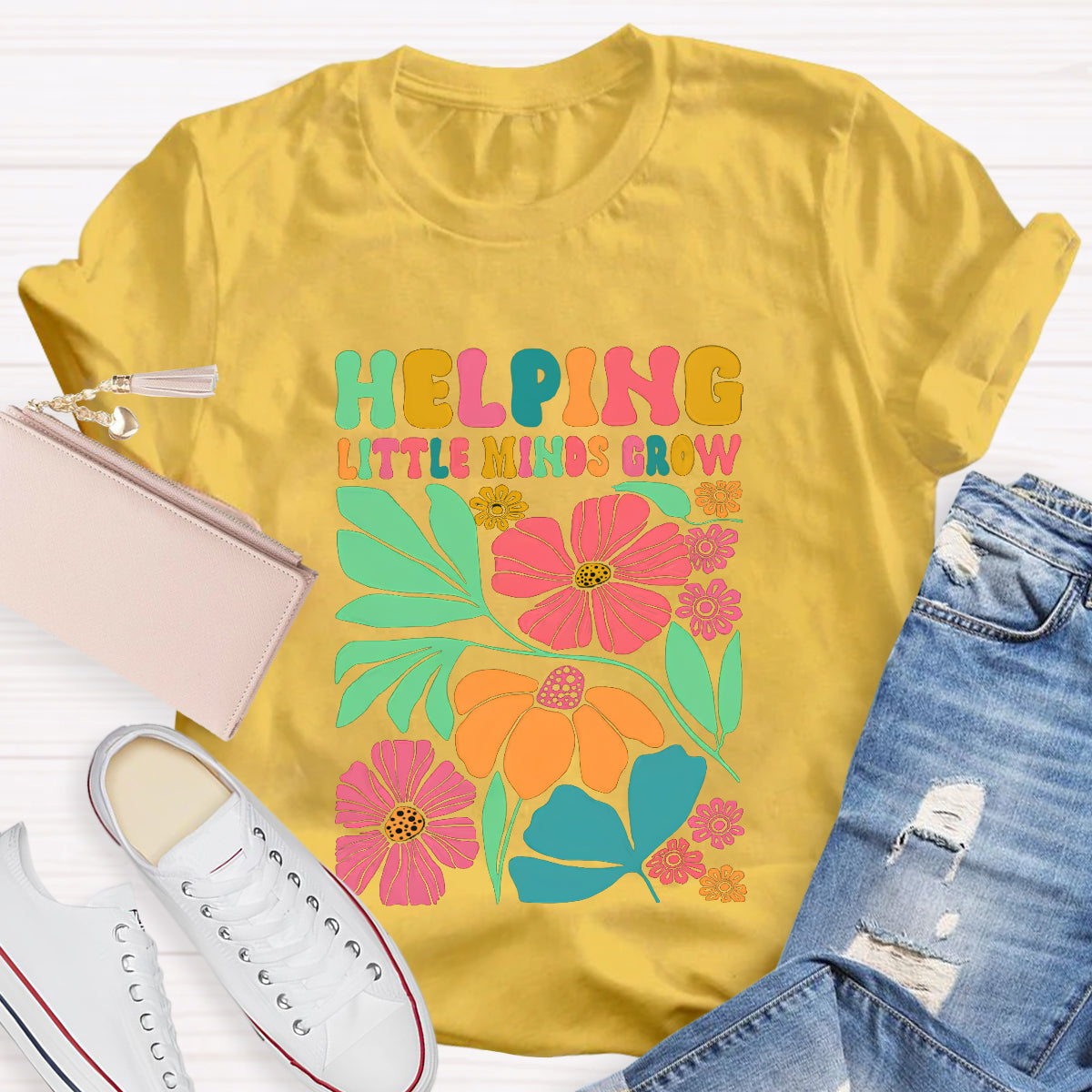 Floral Helping Little Minds Grow T-Shirt