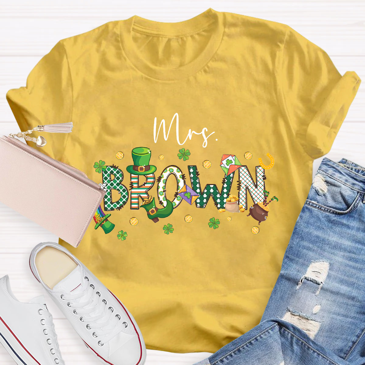 Personalized Name St. Patrick Day Mrs. Brown T-Shirt