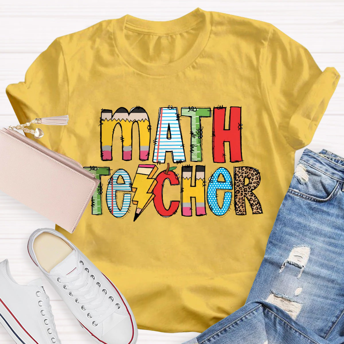 Personalized Subject Pencil Leopard T-Shirt