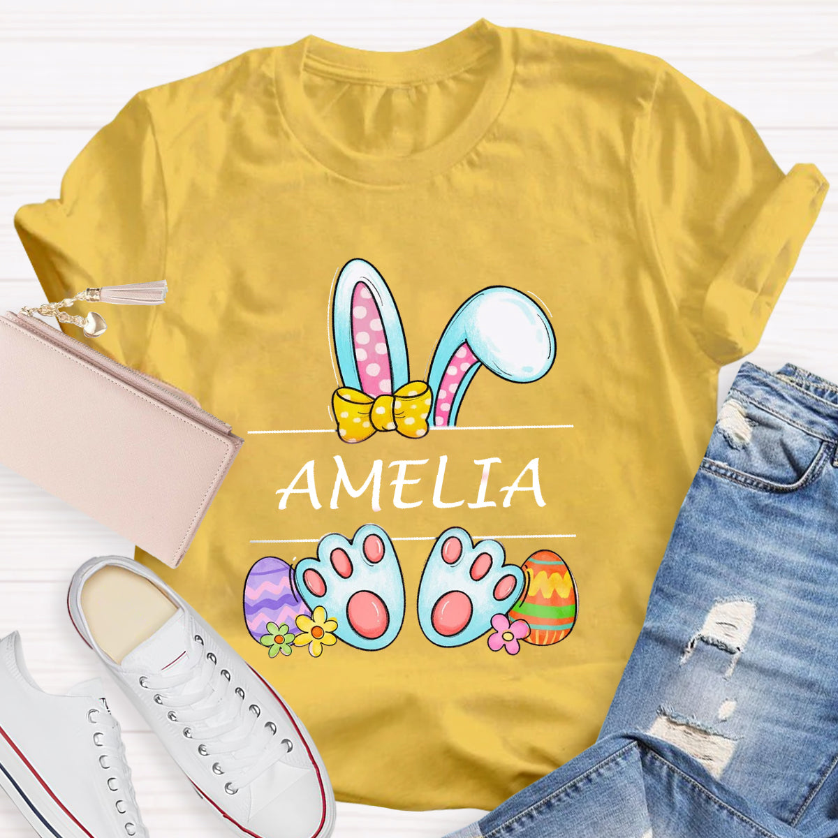 Personalized Name Happy Easter Bunny T-Shirt