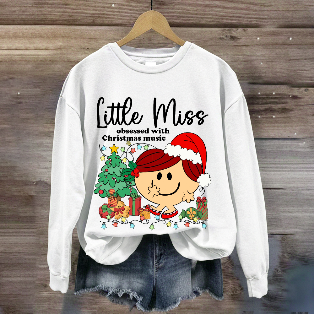 Little Miss Obsessed With Christmas Music Sweatshirt