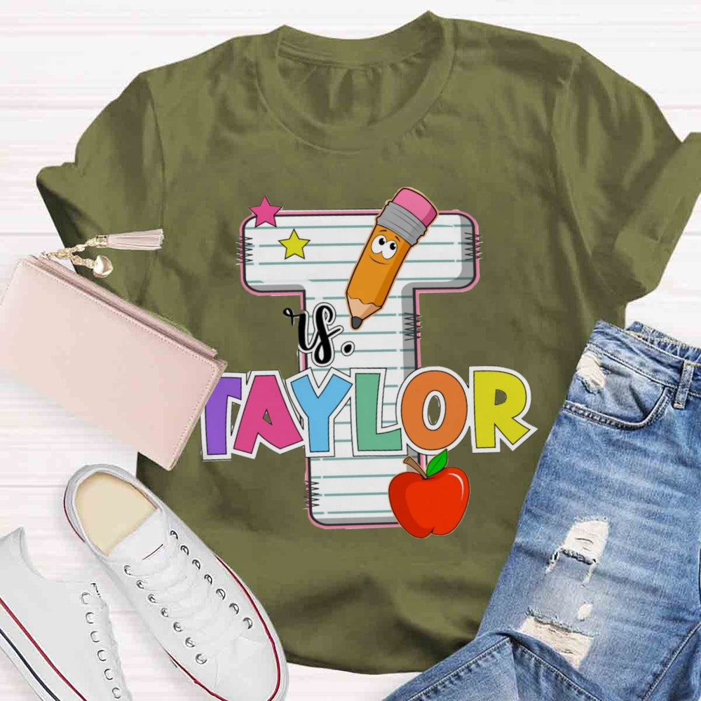 Personalized Teachers Initials Name T-shirt