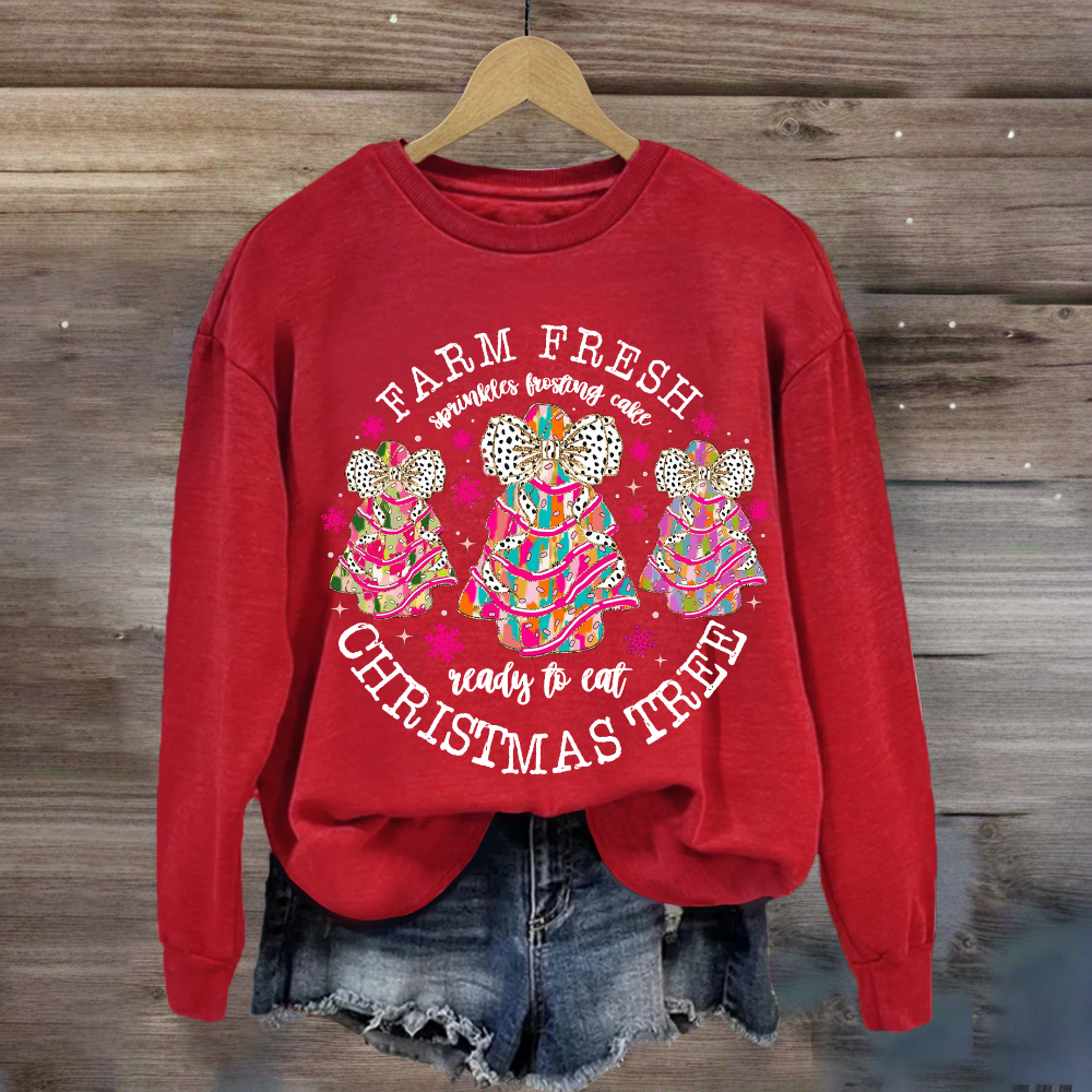 Farm Fresh Christmas Tree Spirals Frosting Cake Ready To Eat Sweatshirt