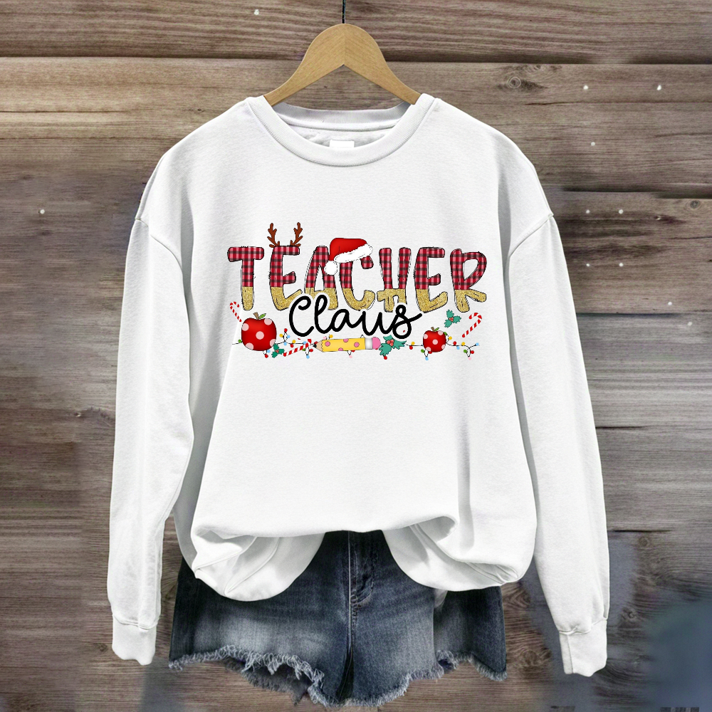 Teacher Claus Holly Teacher Christmas Sweatshirt