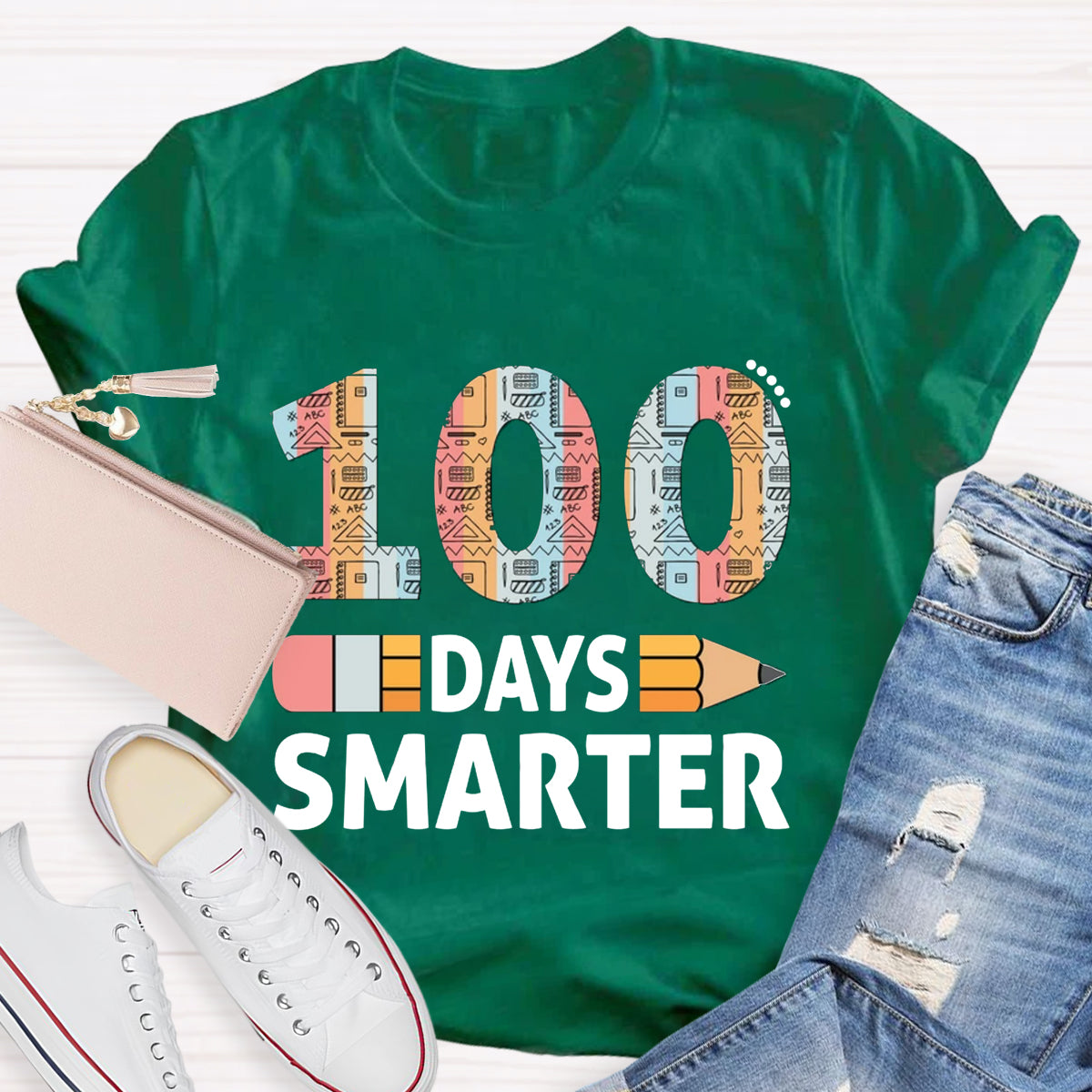 100 Days Smarter Pencil Teacher T-Shirt