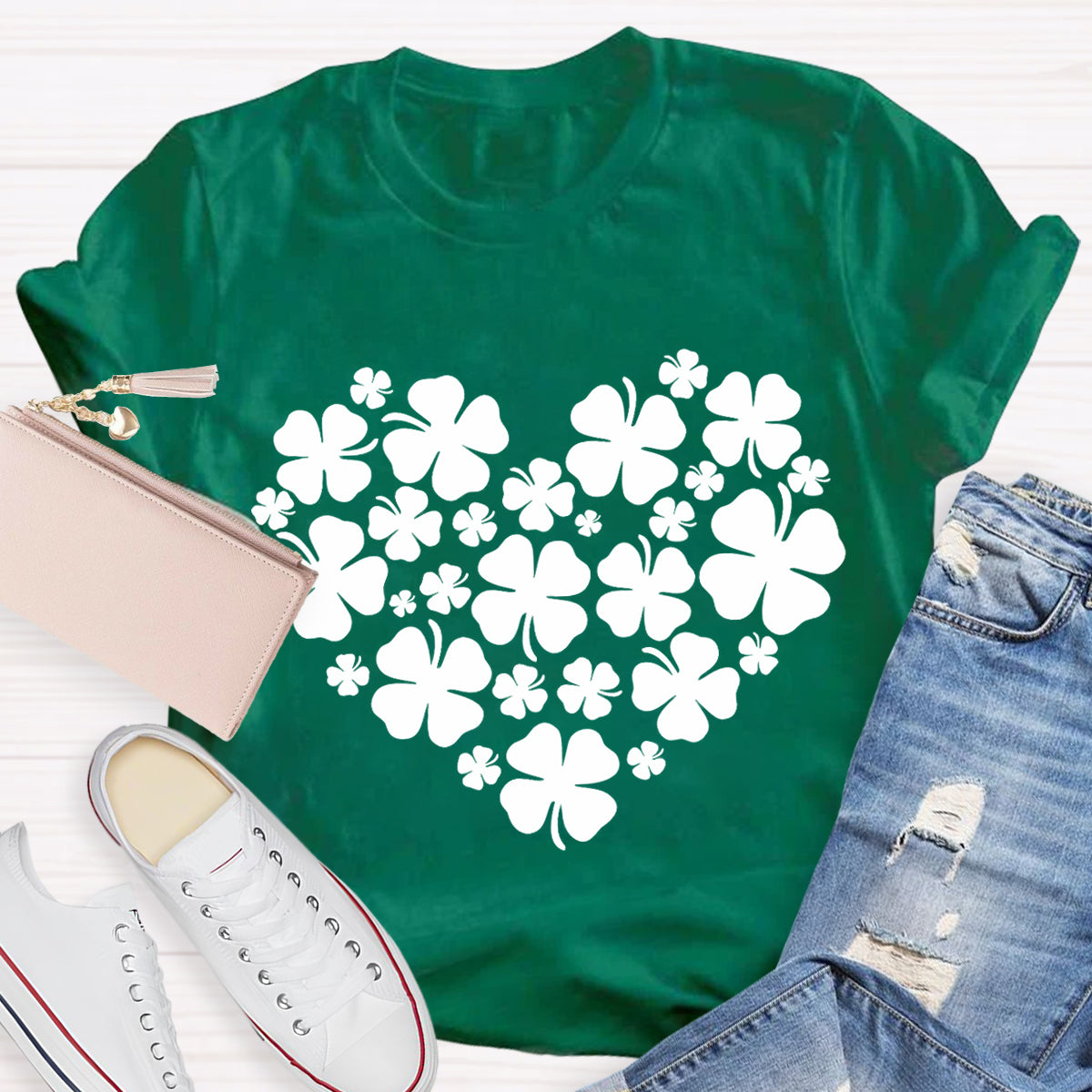 Cute Shamrocks in Heart T-Shirt