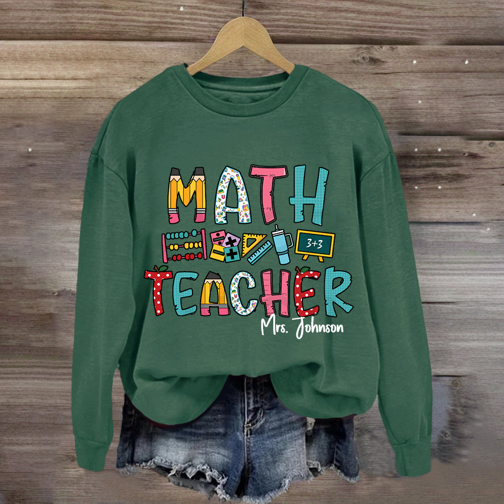 Personalized Math Teacher Name Mrs. Johnson Sweatshirt