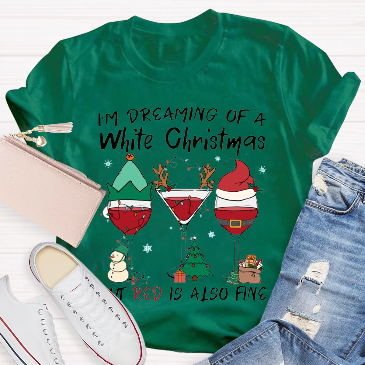 Dear Santa I Just Want Wine Teacher T-Shirt