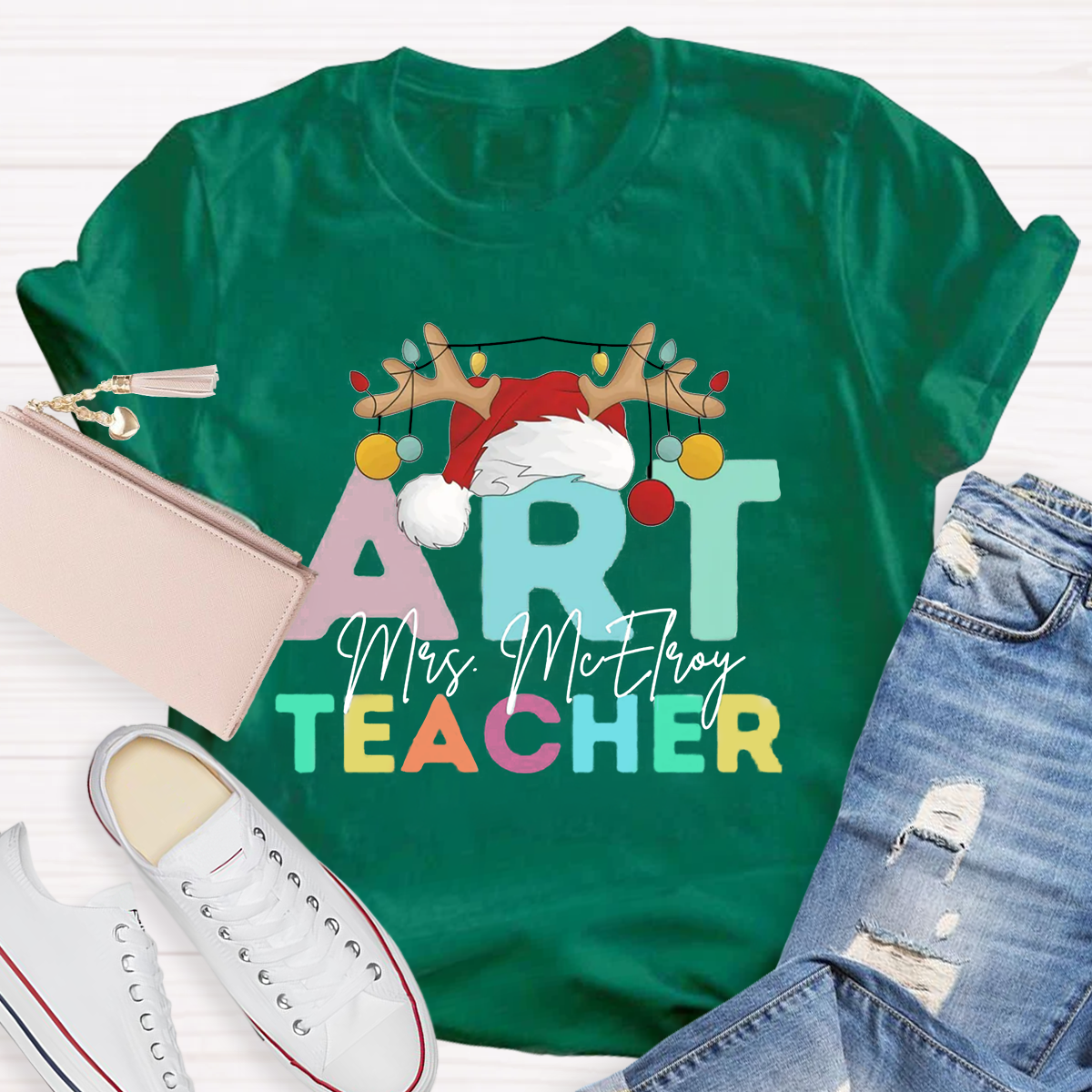 Personalized Name Art Teacher T-Shirt