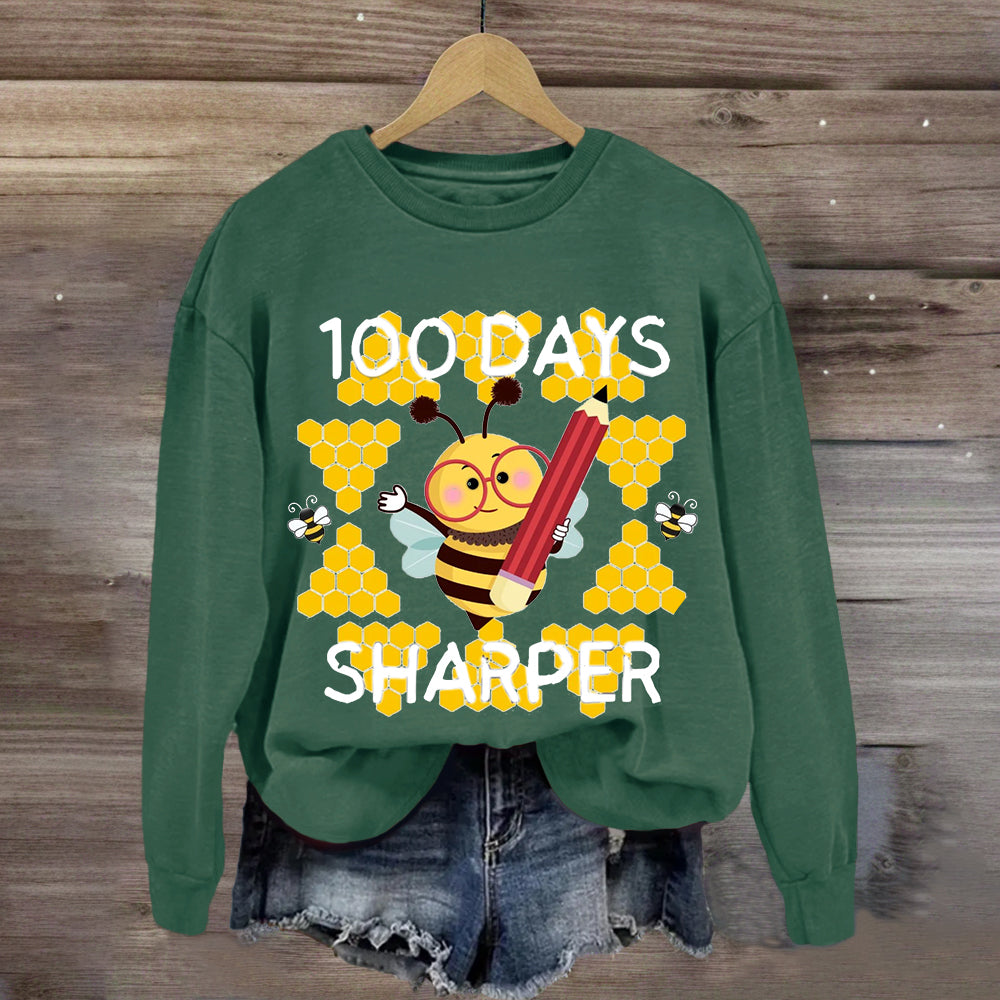 100 Days Sharper Funny Bee Sweatshirt